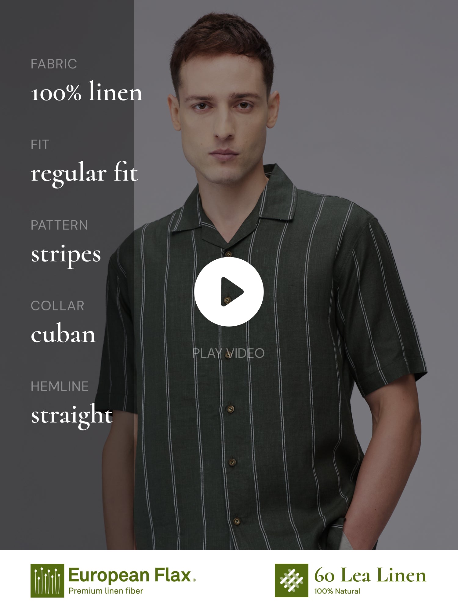 Palm Stripe 100% Pure Linen Cuban