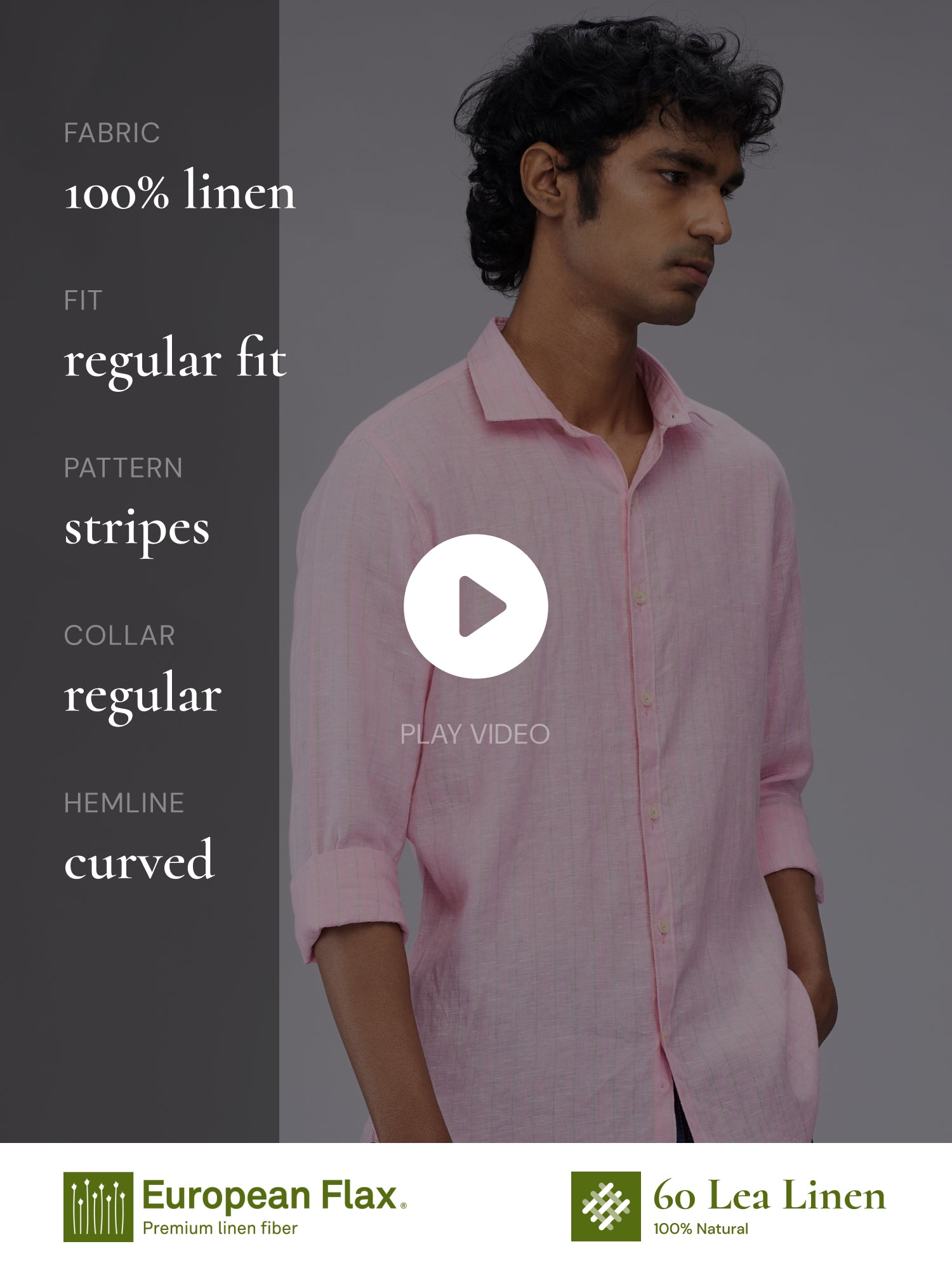 Frosted Pink Striped 100% Pure Linen