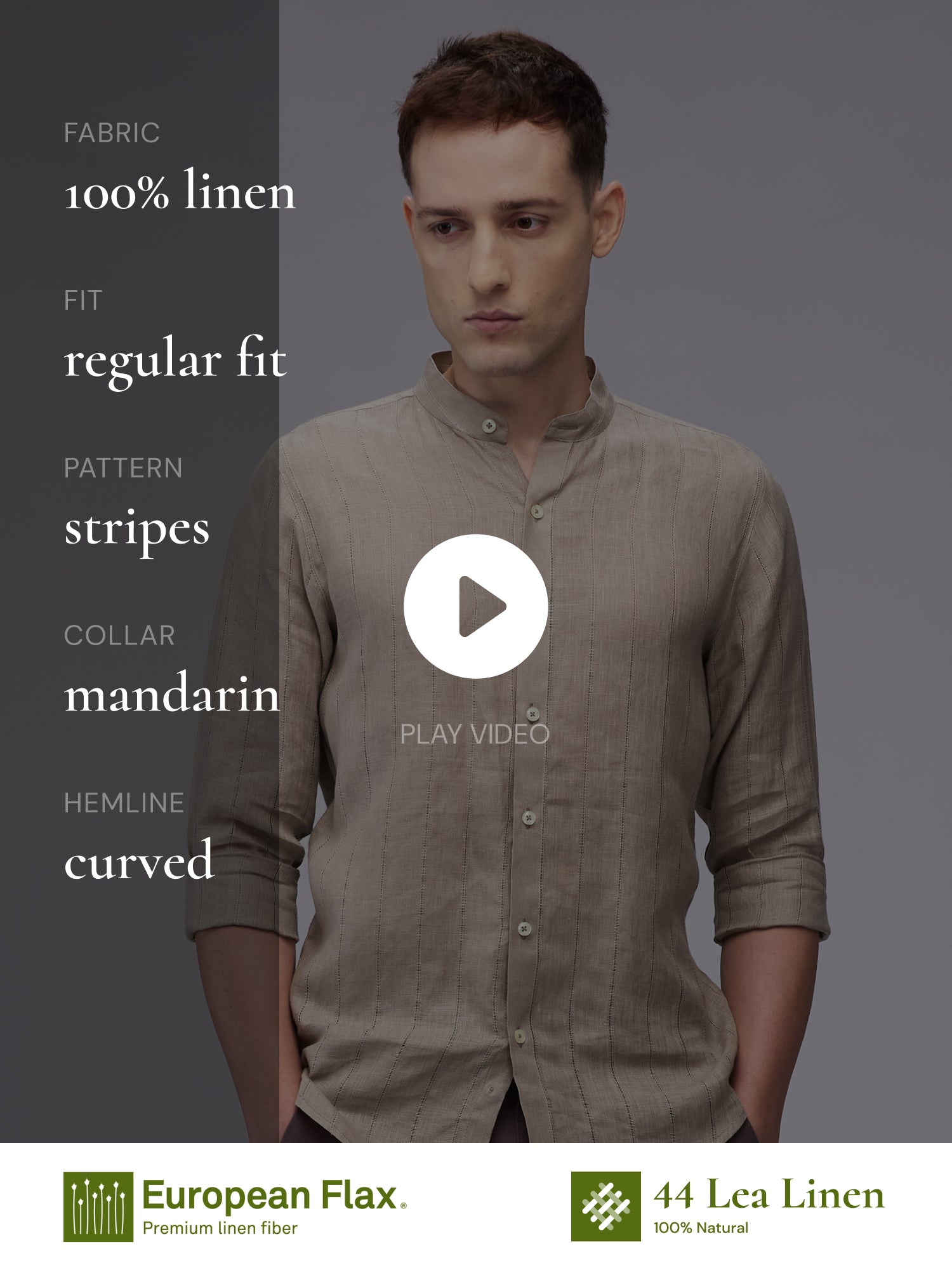 Umber 100% Pure Linen Stripe