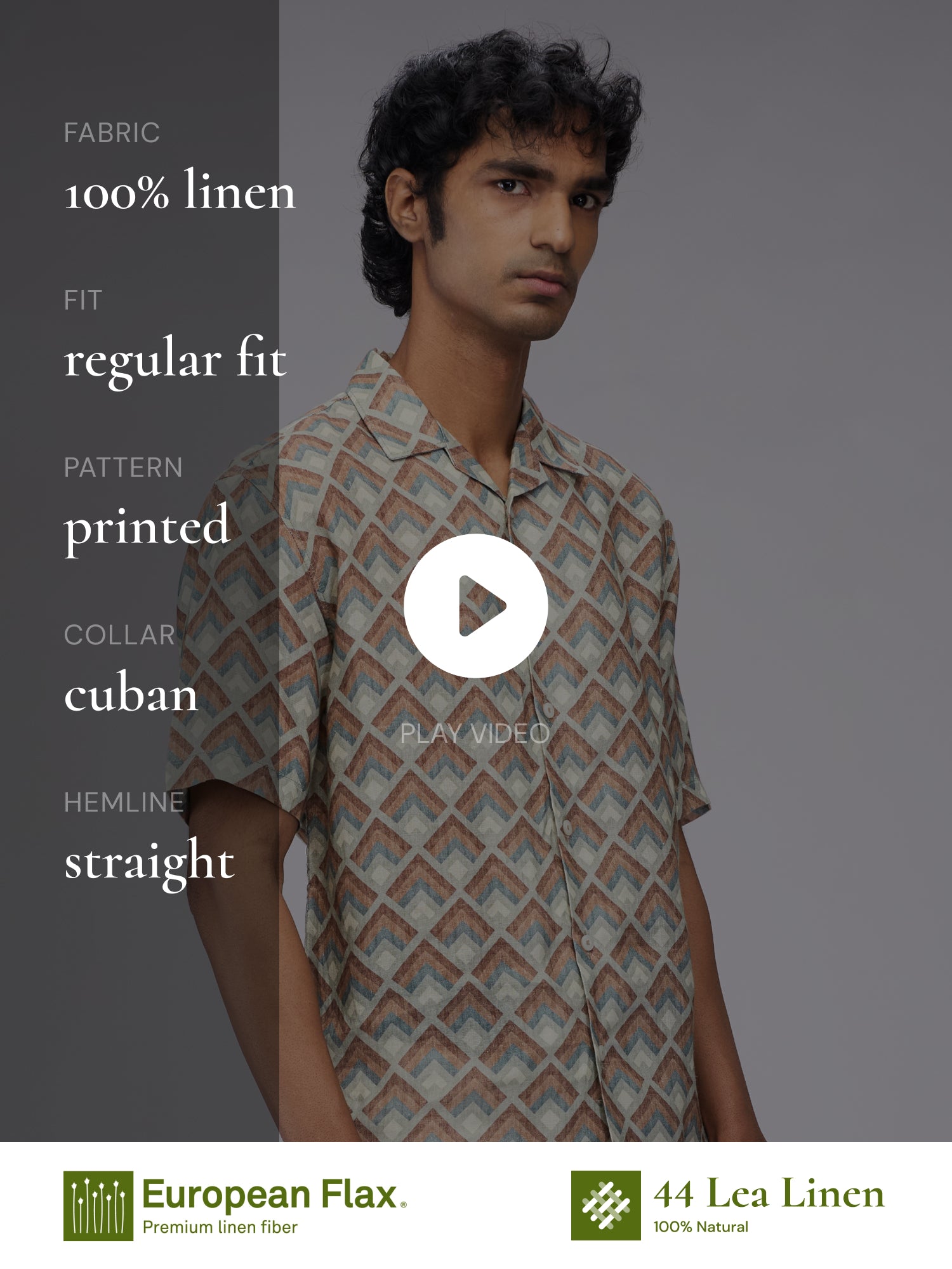 Verdant Mosaic 100% Pure Linen Cuban