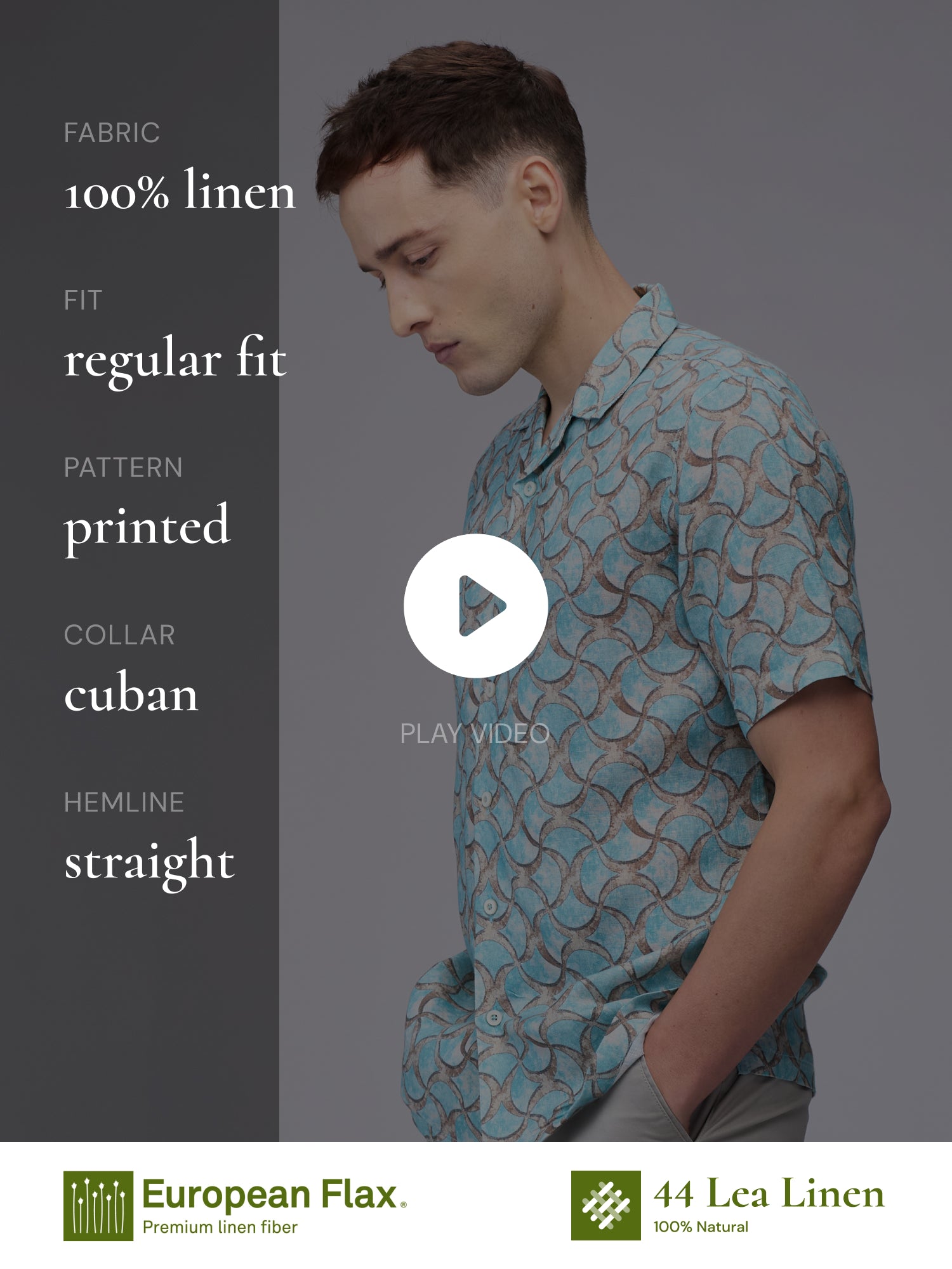 Opal Waves 100% Pure Linen Cuban