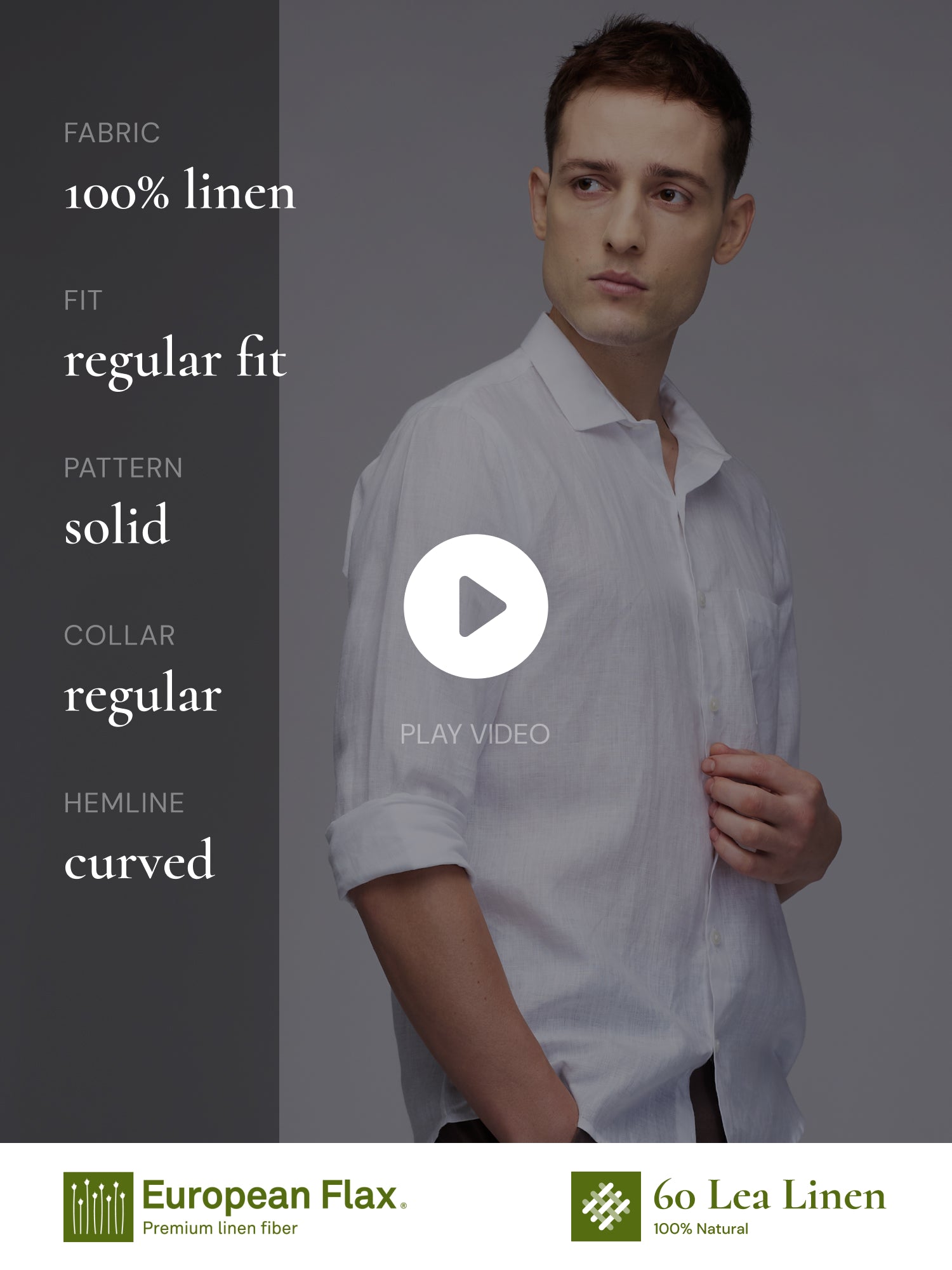 White 100% Pure Linen Classic