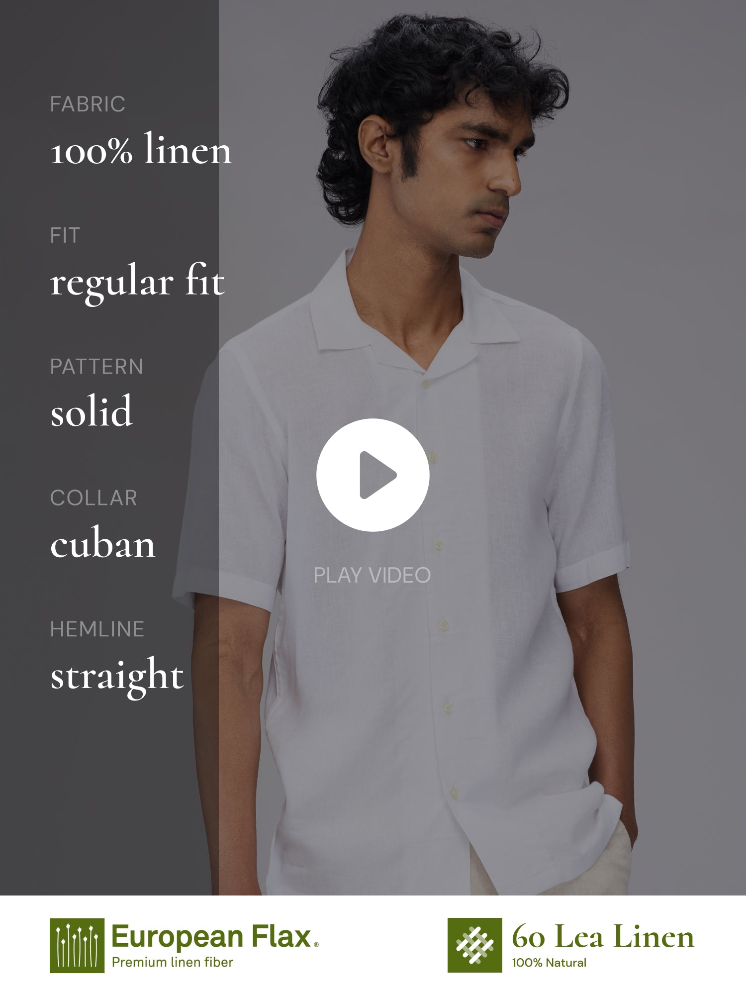 White 100% Pure Linen Cuban