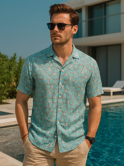 Opal Waves 100% Pure Linen Cuban