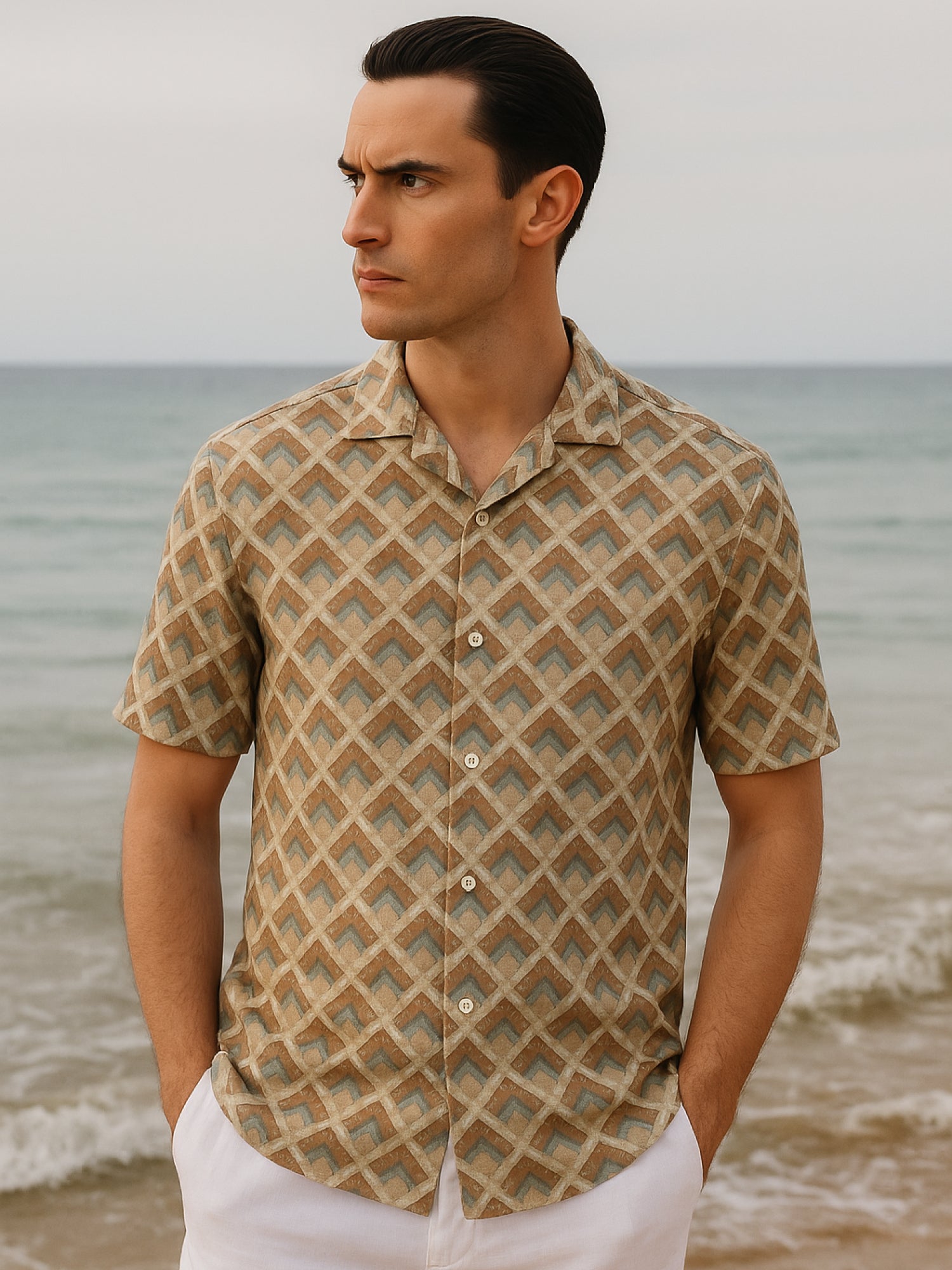 Verdant Mosaic 100% Pure Linen Cuban