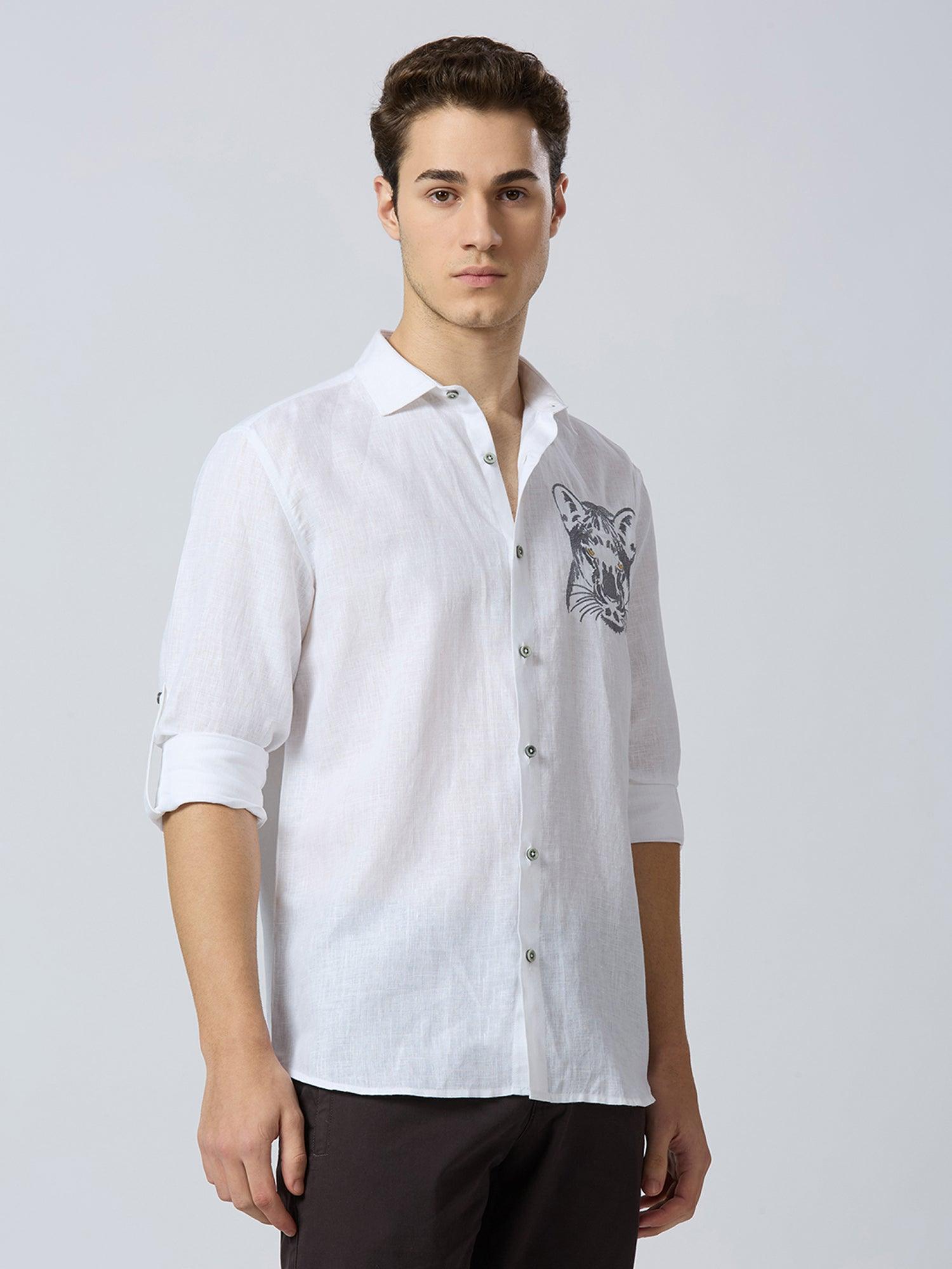 Regal Panther Pure Linen—Ivory - Bhrata