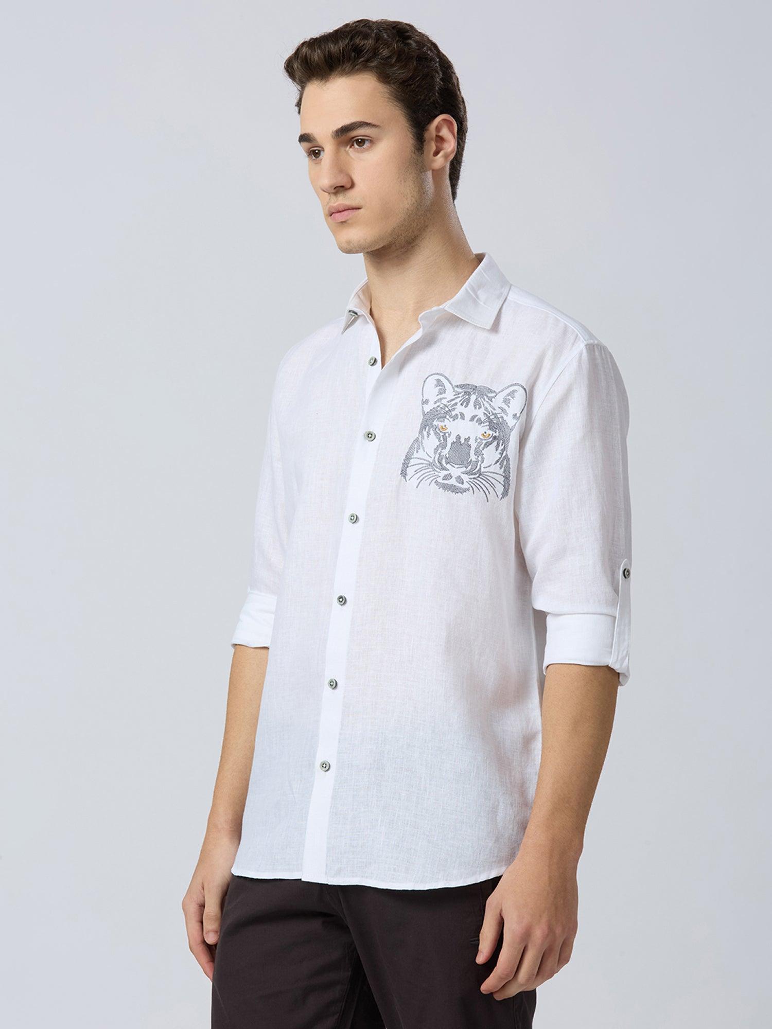 Regal Panther Pure Linen—Ivory - Bhrata