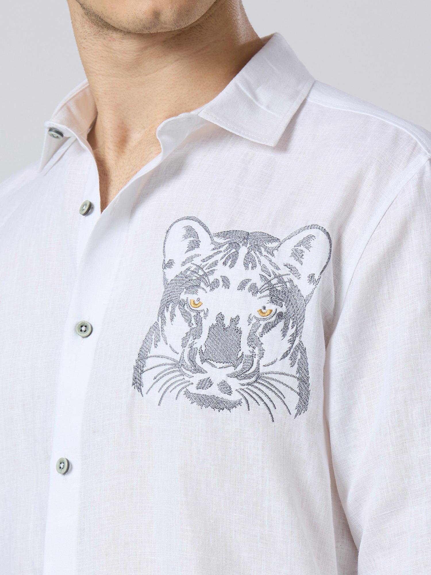 Regal Panther Pure Linen—Ivory - Bhrata