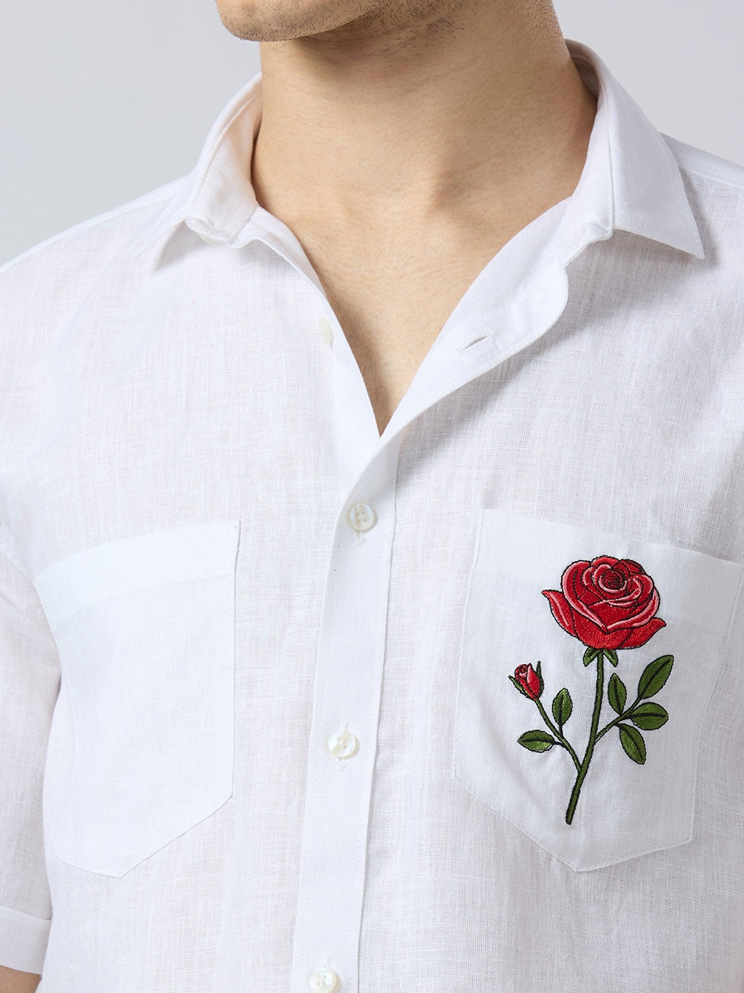 Royal Rose Pure Linen—Ivory - Bhrata