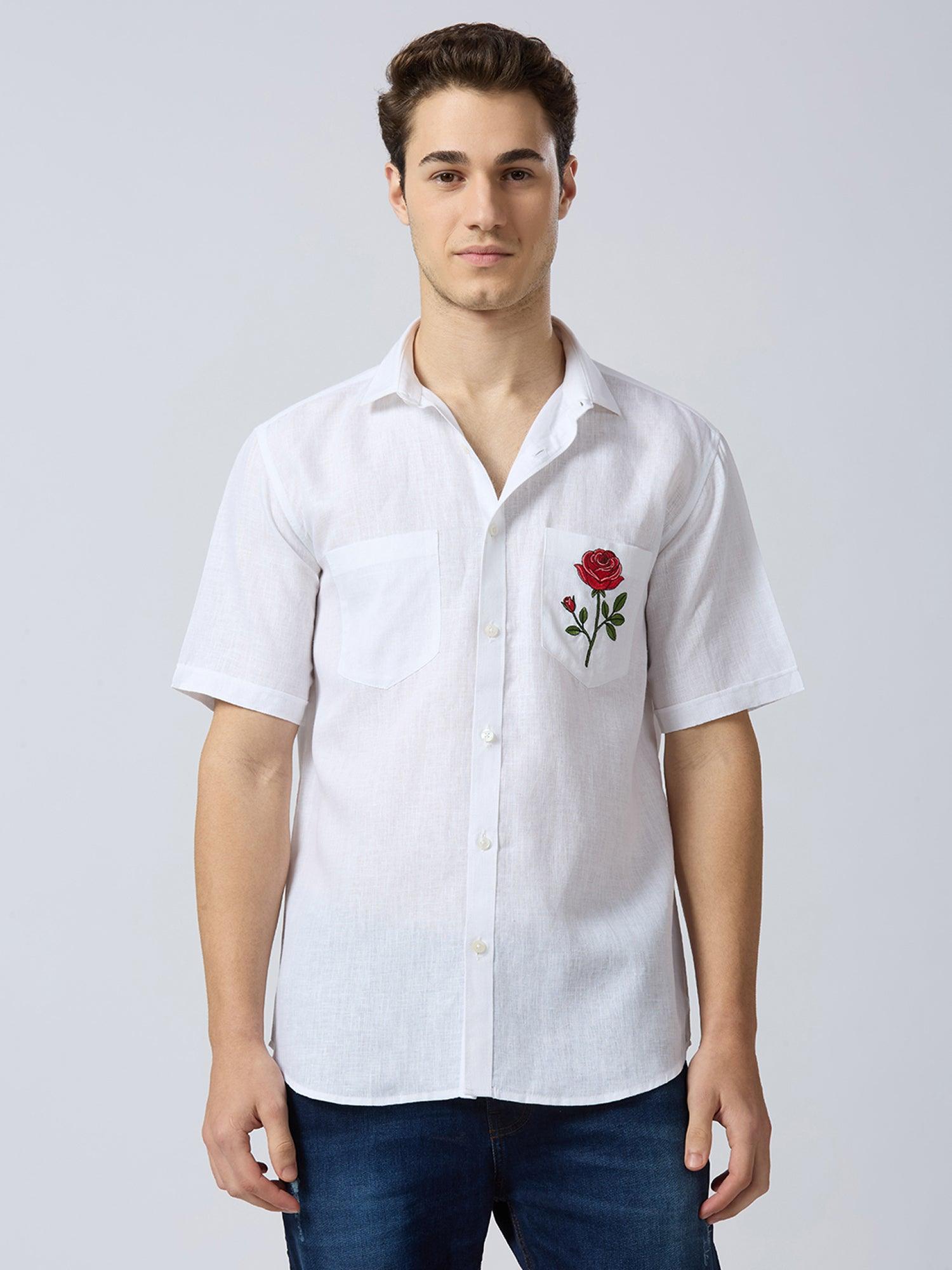 Royal Rose Pure Linen—Ivory - Bhrata