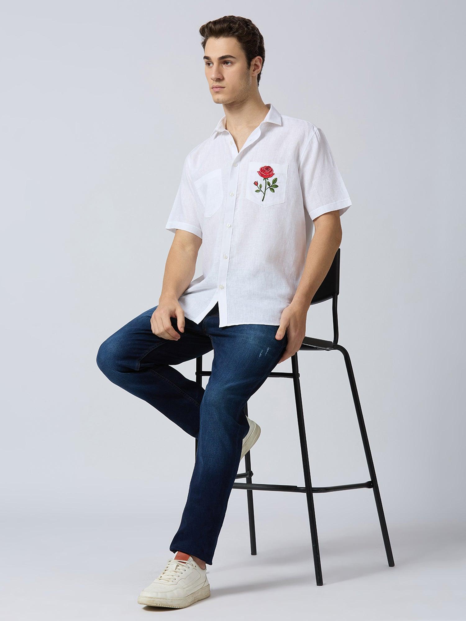 Royal Rose Pure Linen—Ivory - Bhrata