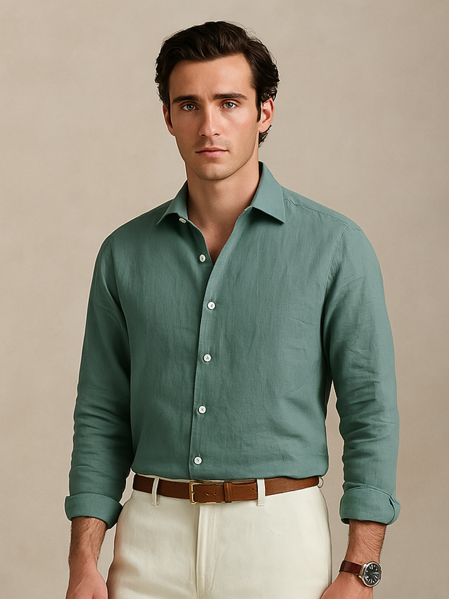 Sage Green 100% Pure Linen Shirt