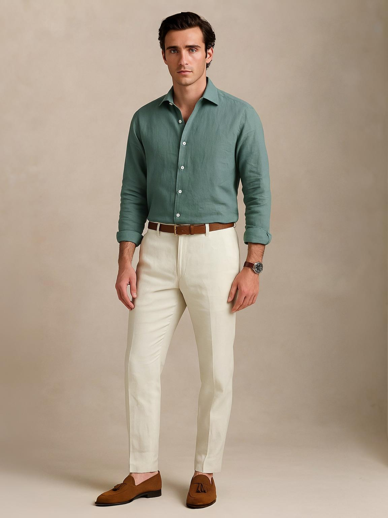 Sage Green 100% Pure Linen Shirt