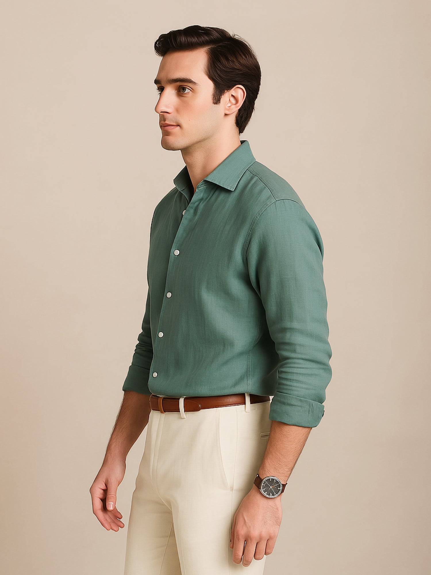 Sage Green 100% Pure Linen Shirt