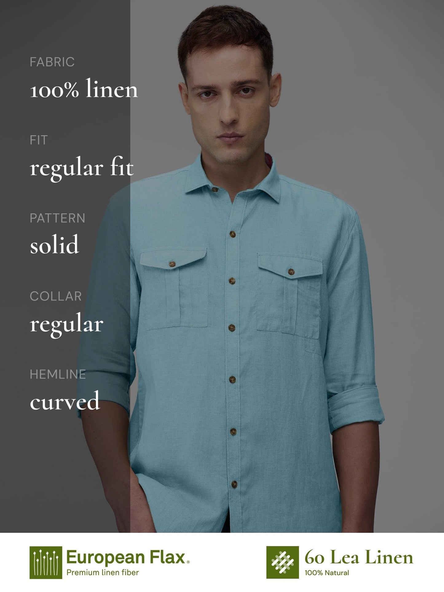 Sky Blue 100% Pure Linen Safari - Bhrata