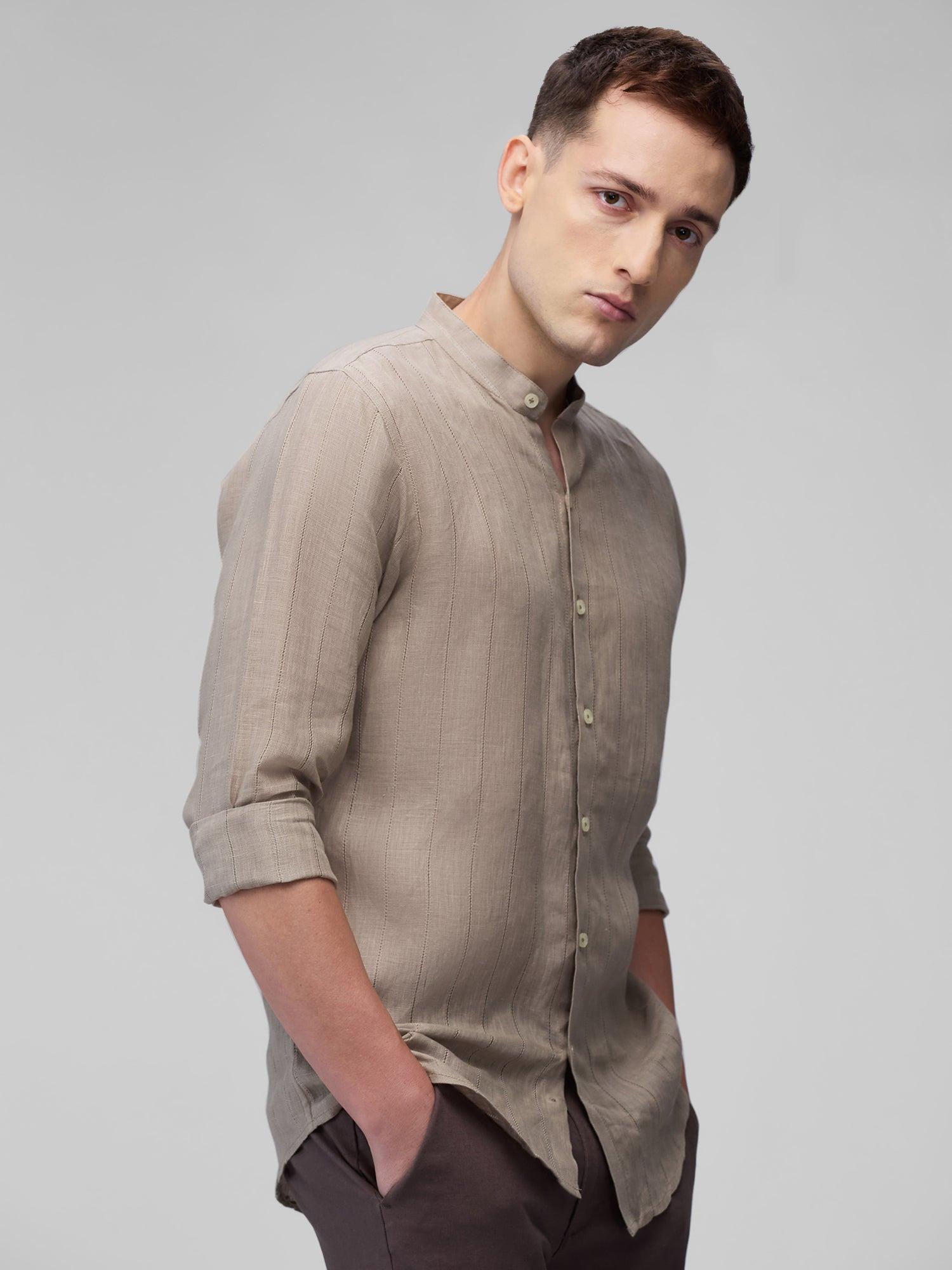 Umber 100% Pure Linen Stripe - Bhrata