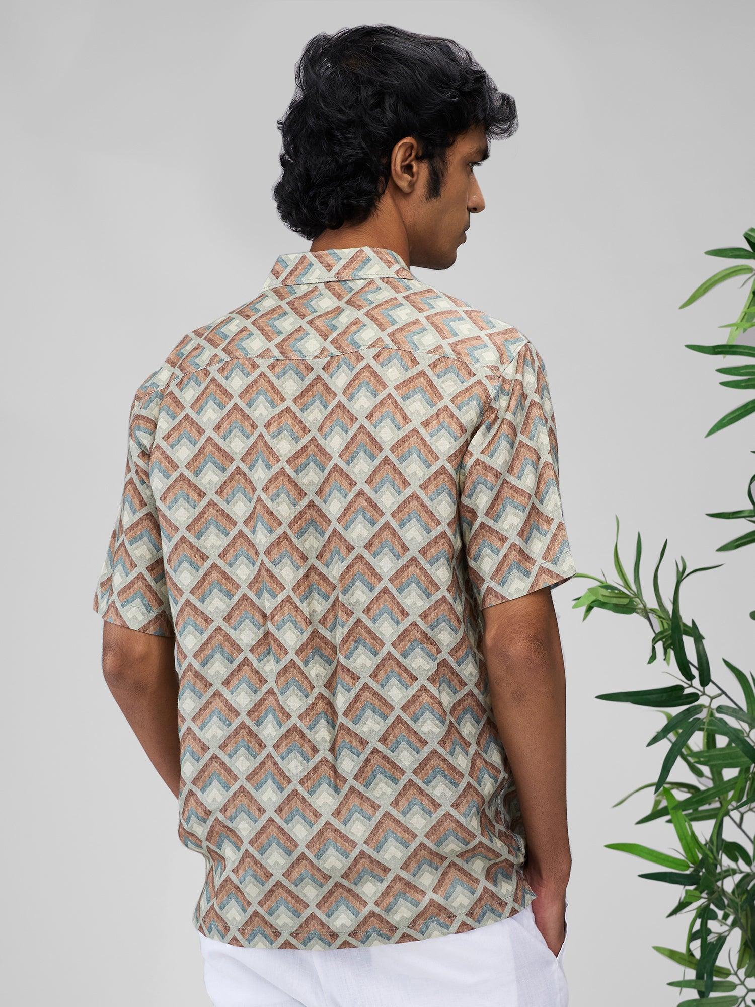 Verdant Mosaic 100% Pure Linen Cuban - Bhrata