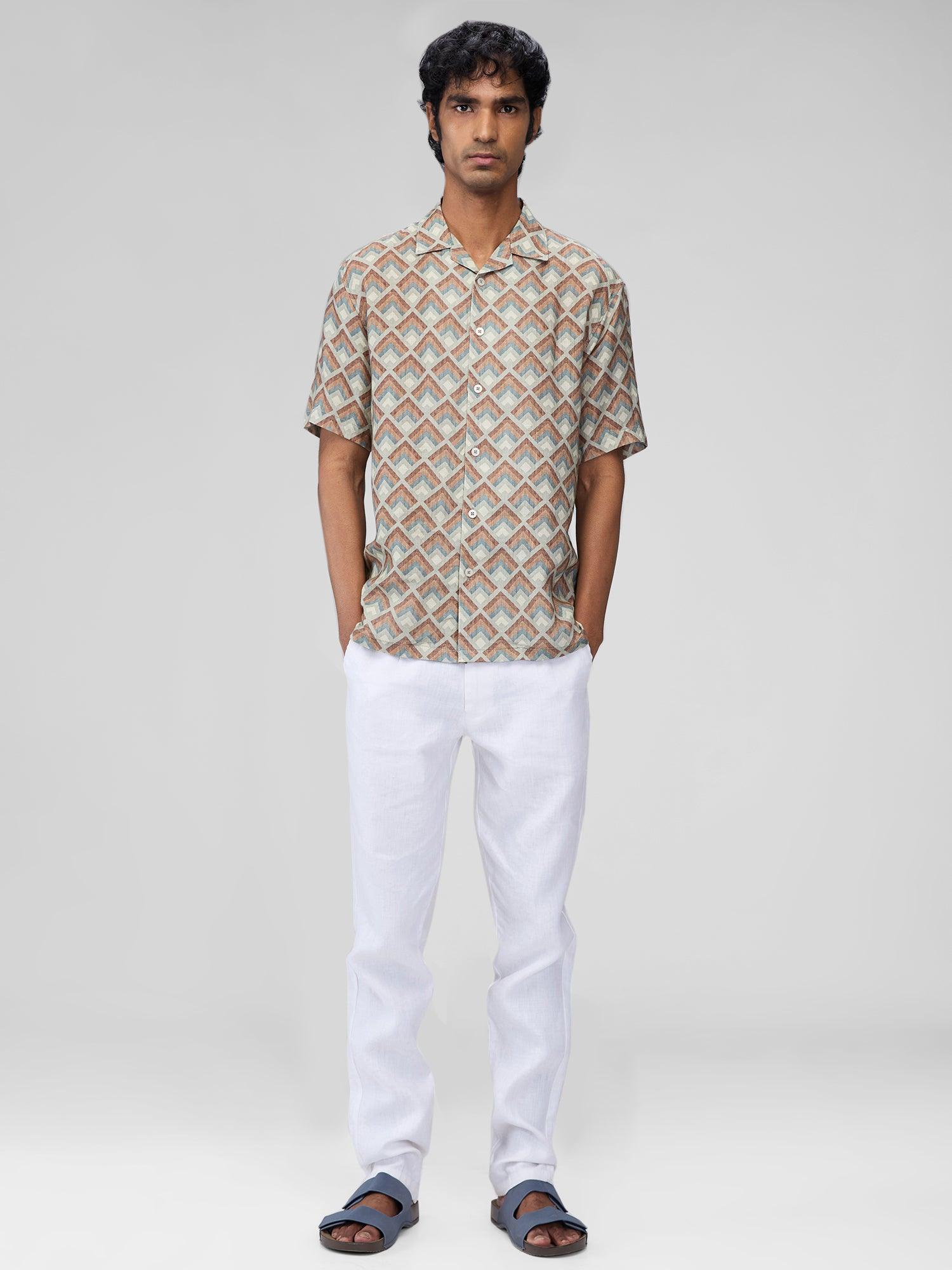 Verdant Mosaic 100% Pure Linen Cuban - Bhrata