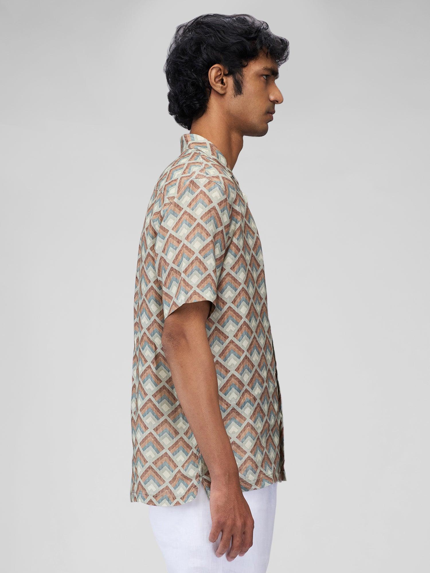 Verdant Mosaic 100% Pure Linen Cuban - Bhrata