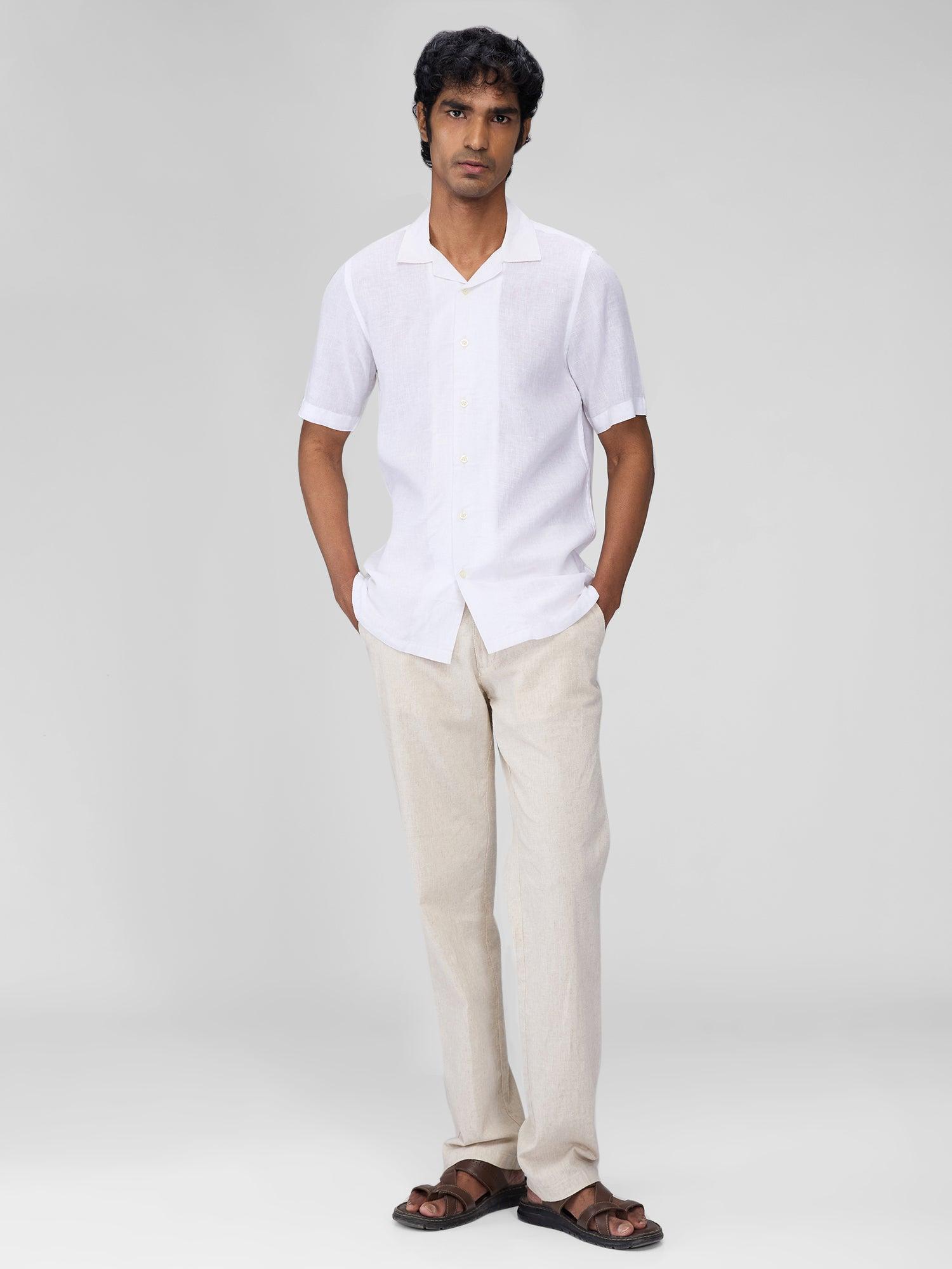 White 100% Pure Linen Cuban - Bhrata