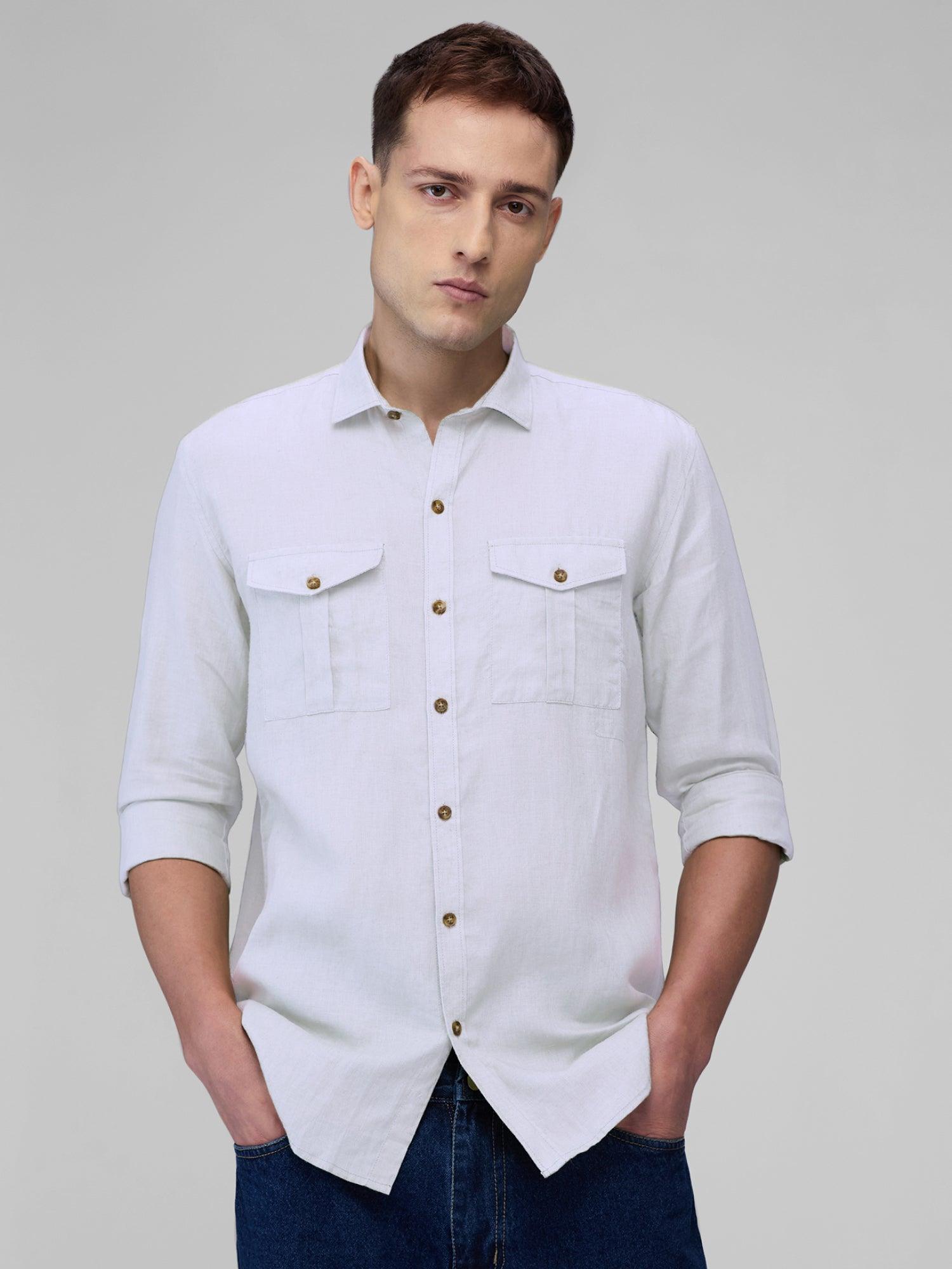 White 100% Pure Linen Safari - Bhrata