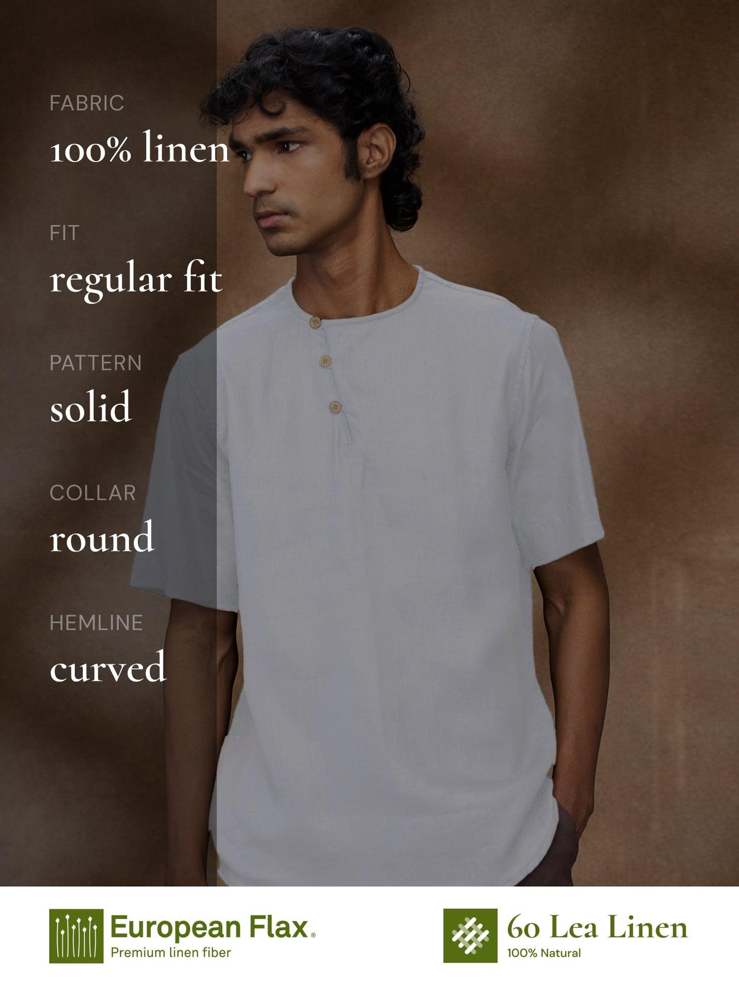 White 100% Pure Linen T-Shirt - Bhrata