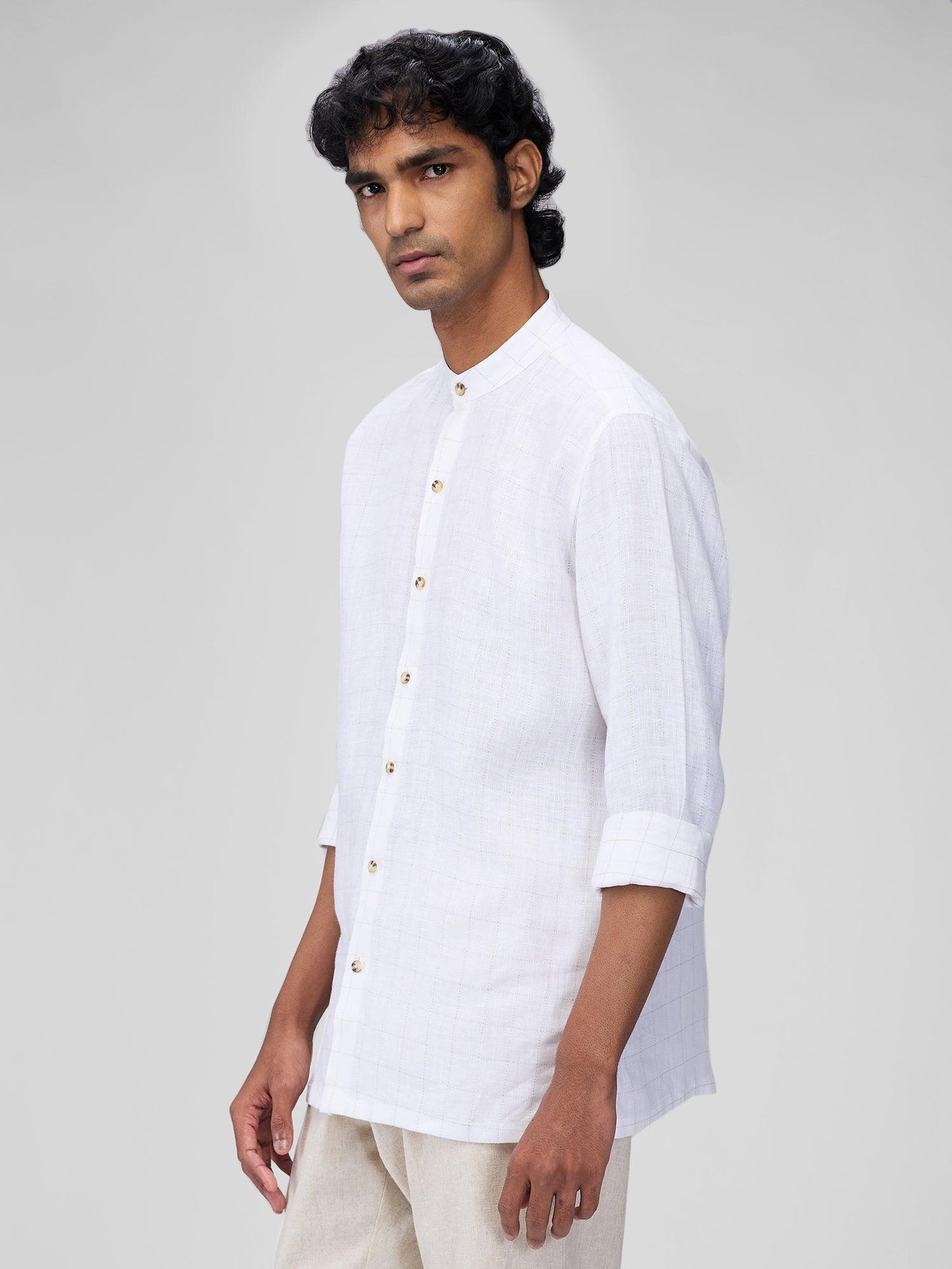 White Check 100% Pure Linen - Bhrata