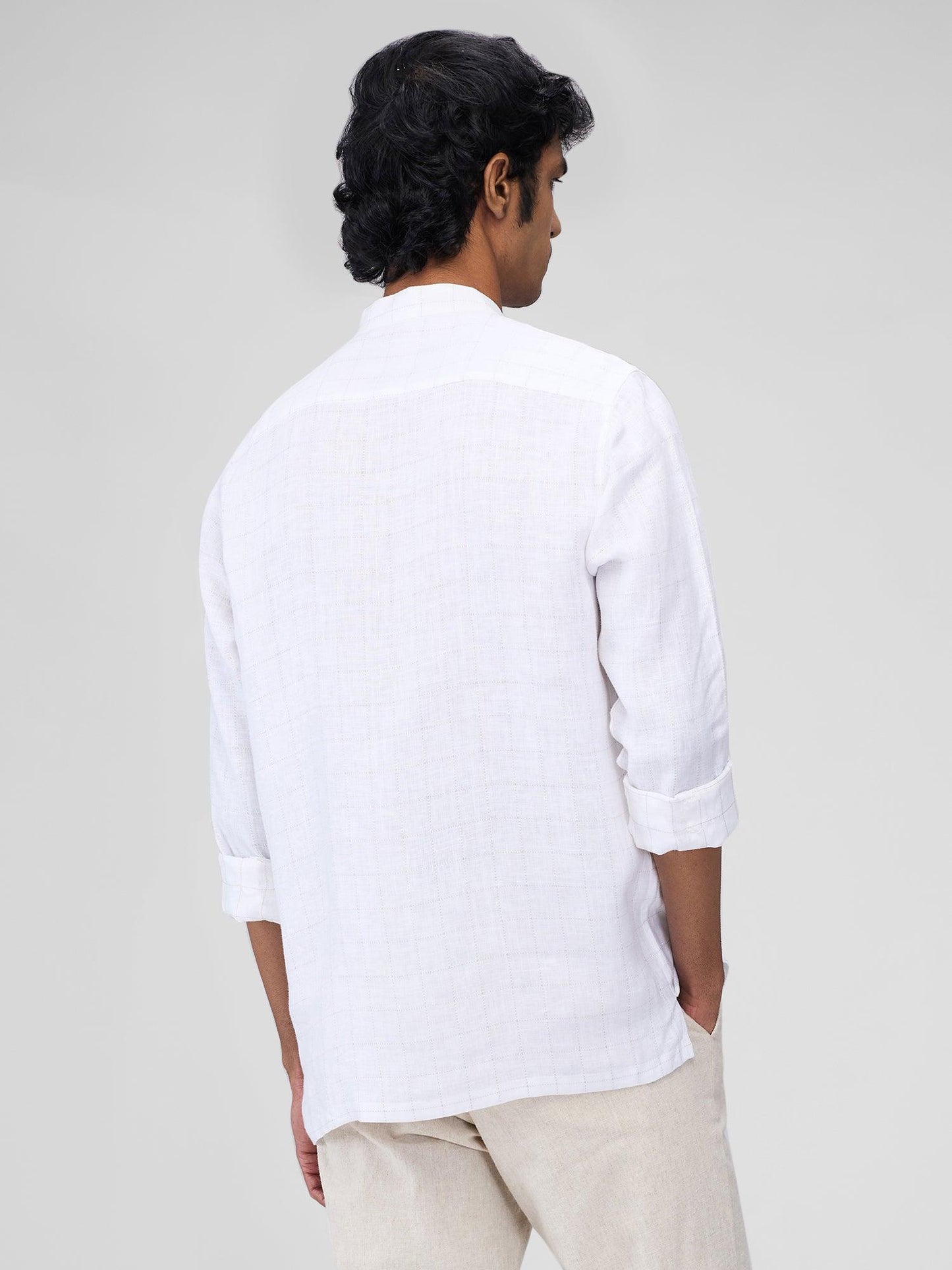 White Check 100% Pure Linen - Bhrata