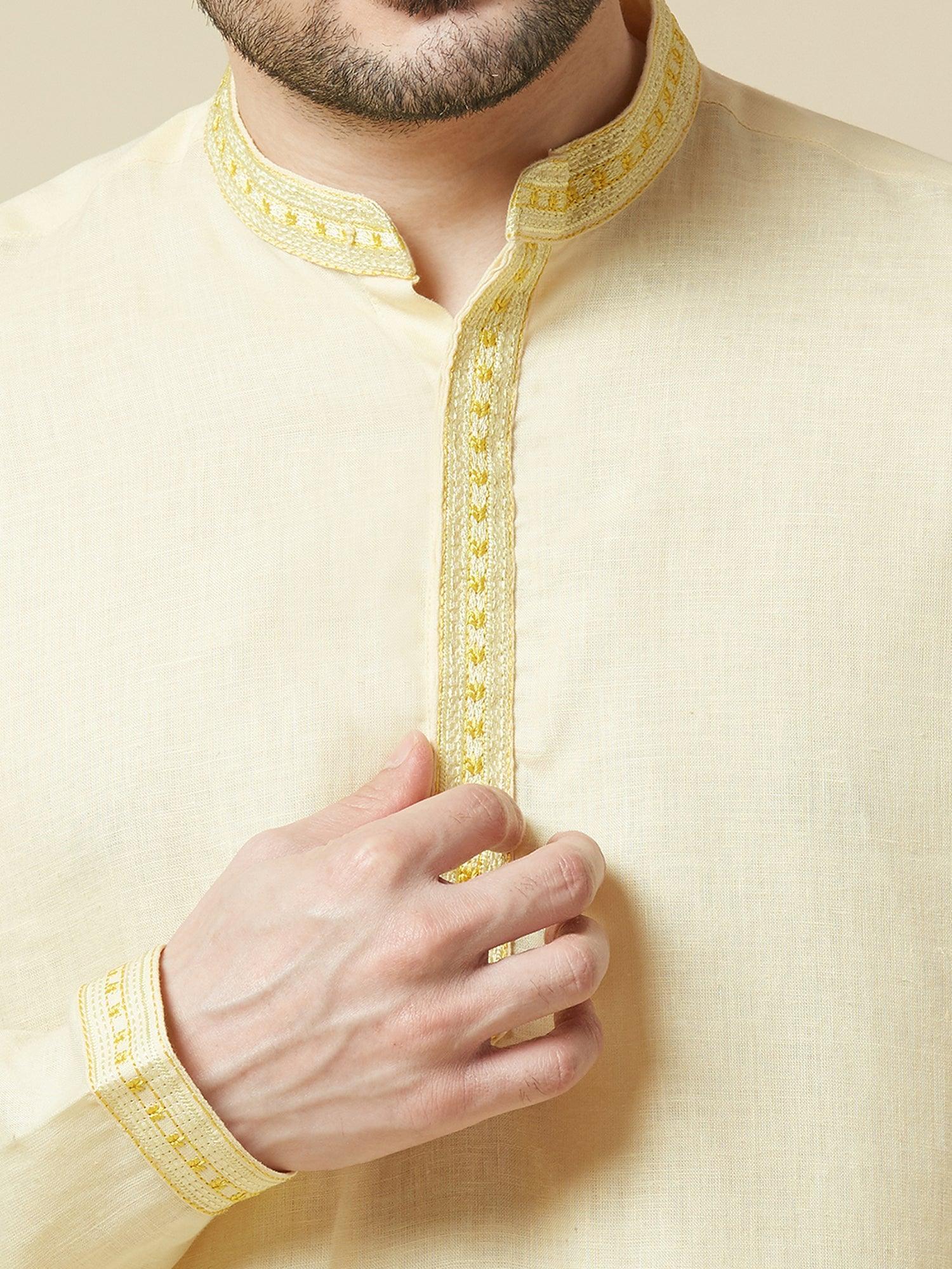 Yellow 100% Pure Linen Long Kurta - Bhrata