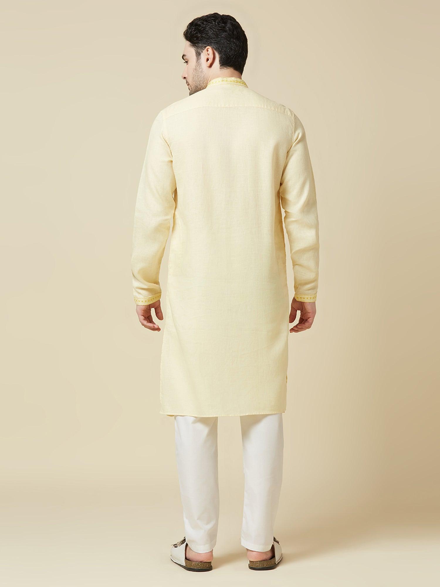 Yellow 100% Pure Linen Long Kurta - Bhrata