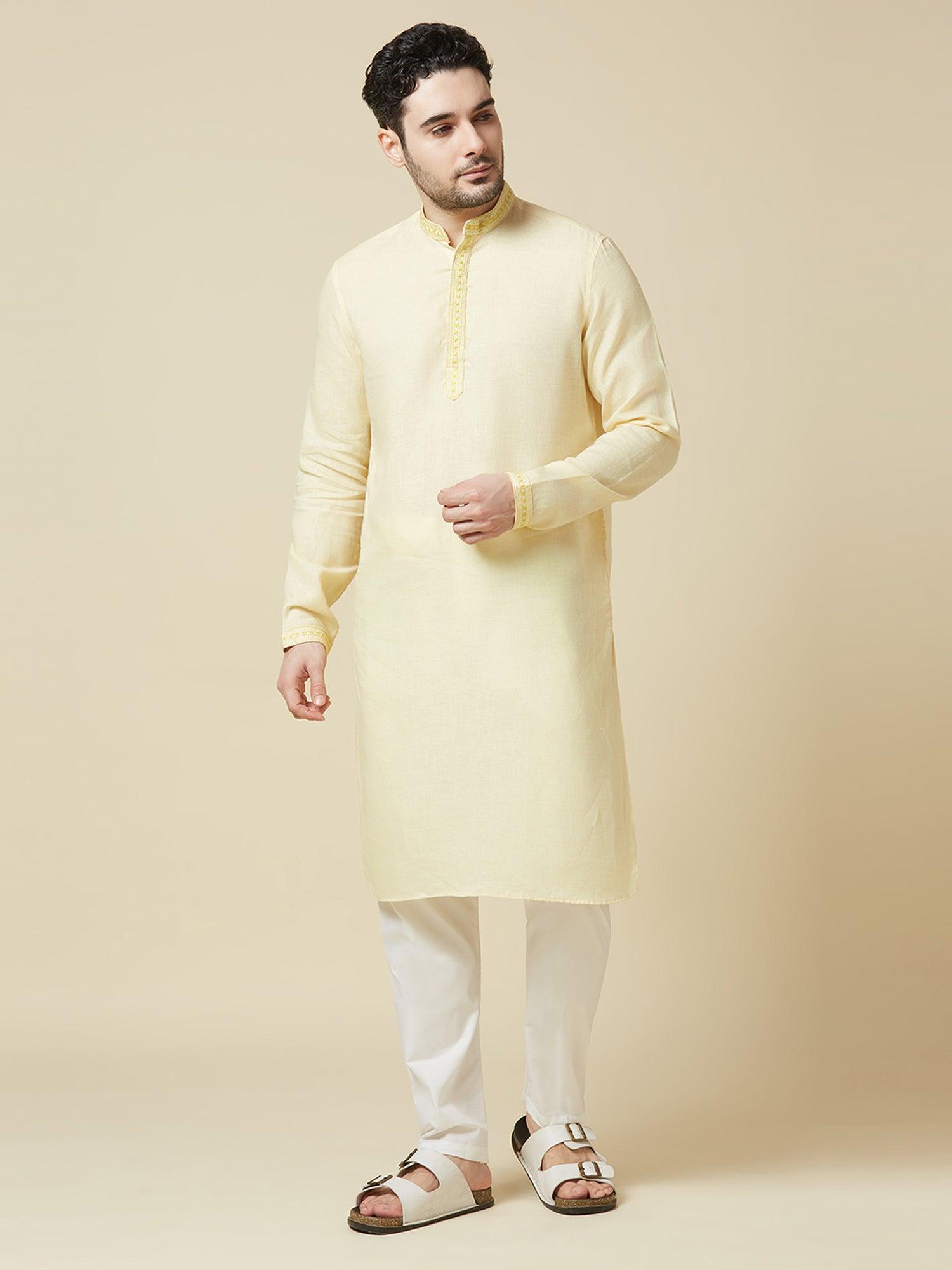 Yellow 100% Pure Linen Long Kurta - Bhrata