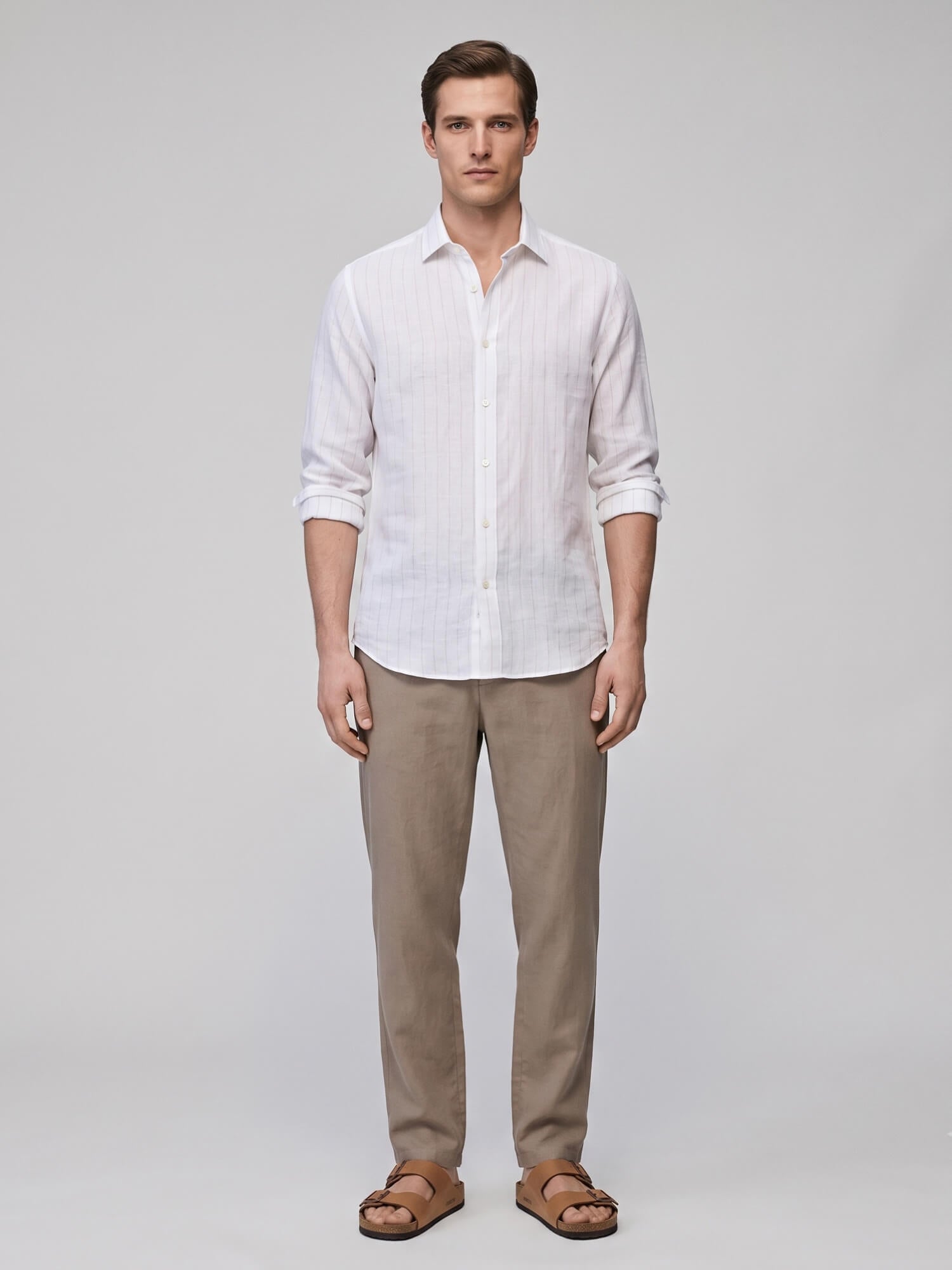 Beige Stripes 100% Pure Linen
