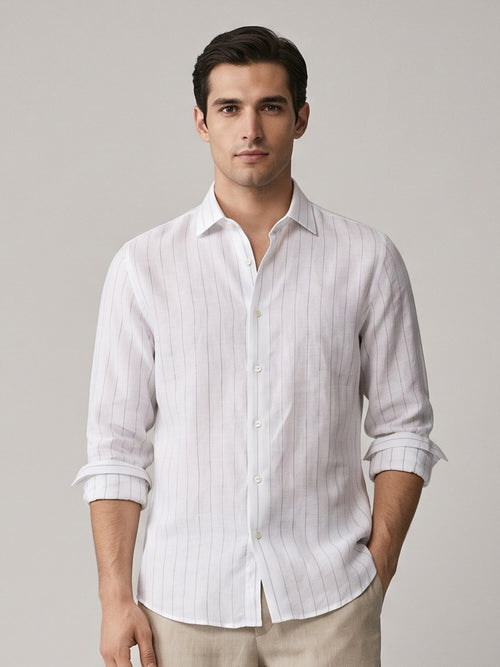 Navy Stripes 100% Pure Linen