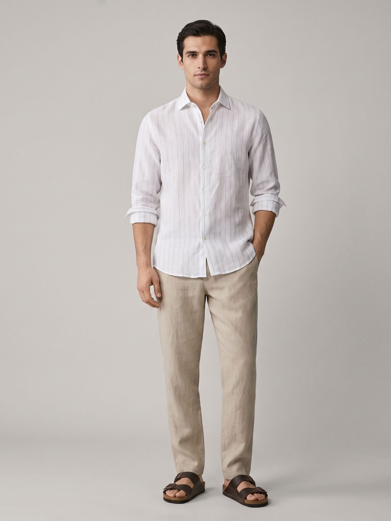 Navy Stripes 100% Pure Linen