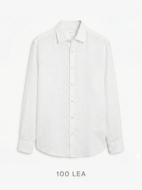 Epitome | 100 Lea Pure Linen Full Sleeve White Shirt [Custom Made]