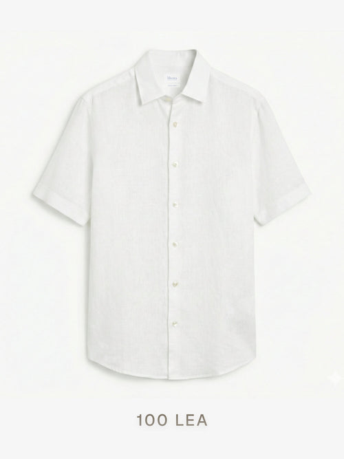 Epitome | 100 Lea Pure Linen Half Sleeve White Shirt [Custom Made]