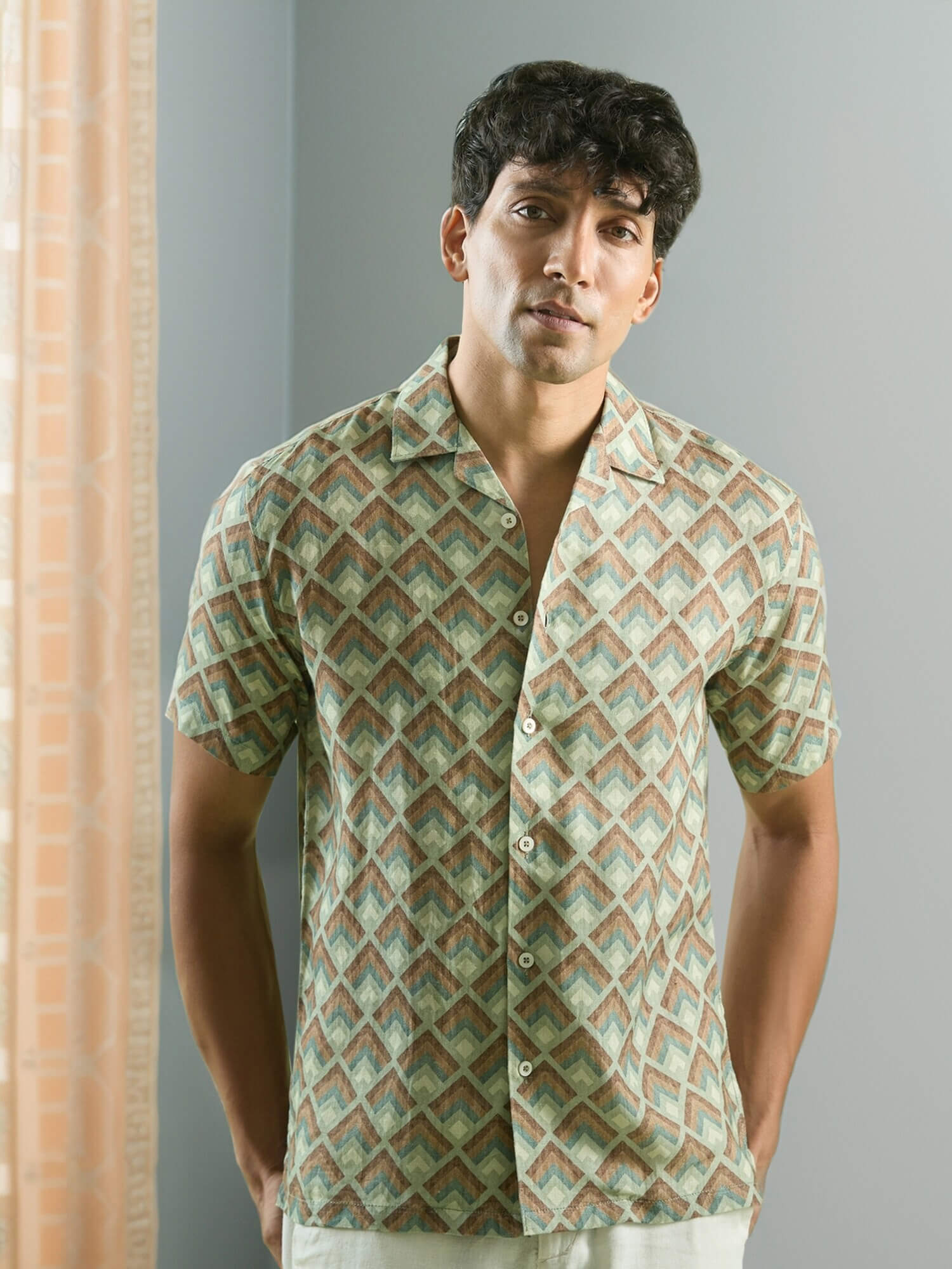 Verdant Mosaic 100% Pure Linen Cuban