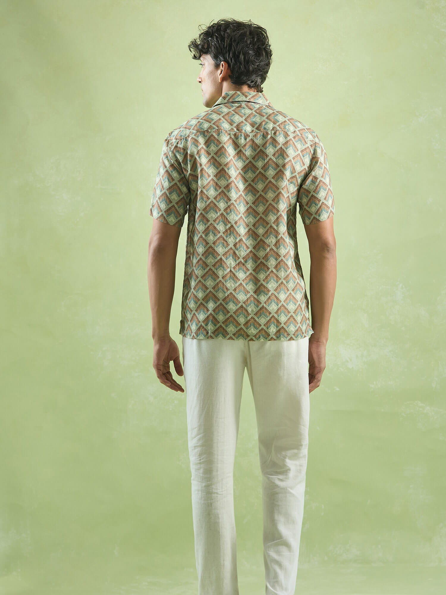 Verdant Mosaic 100% Pure Linen Cuban