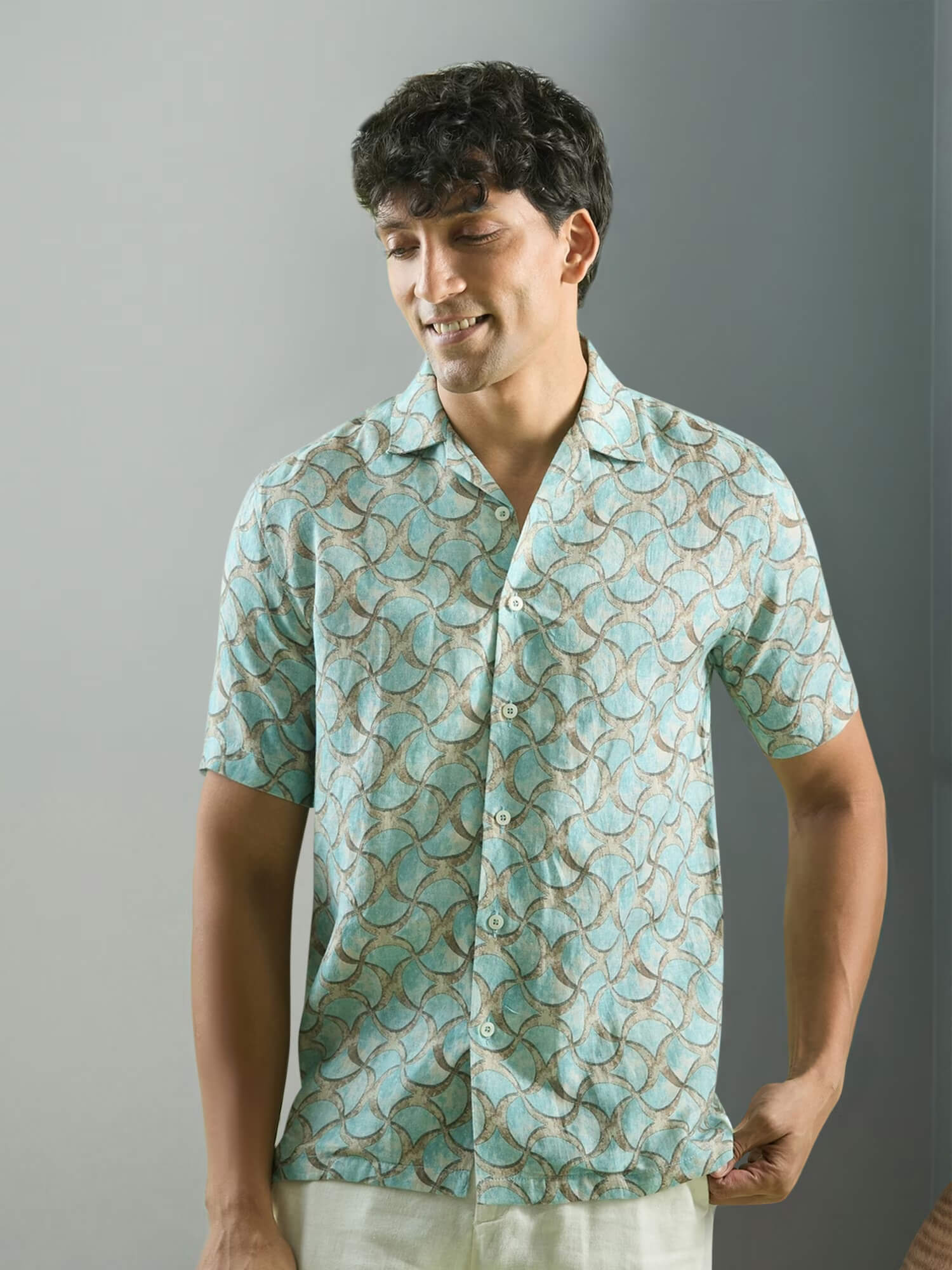 Opal Waves 100% Pure Linen Cuban