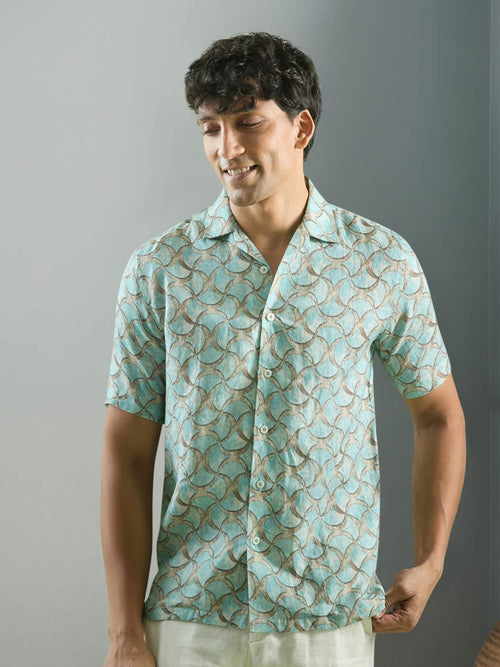 Opal Waves 100% Pure Linen Cuban