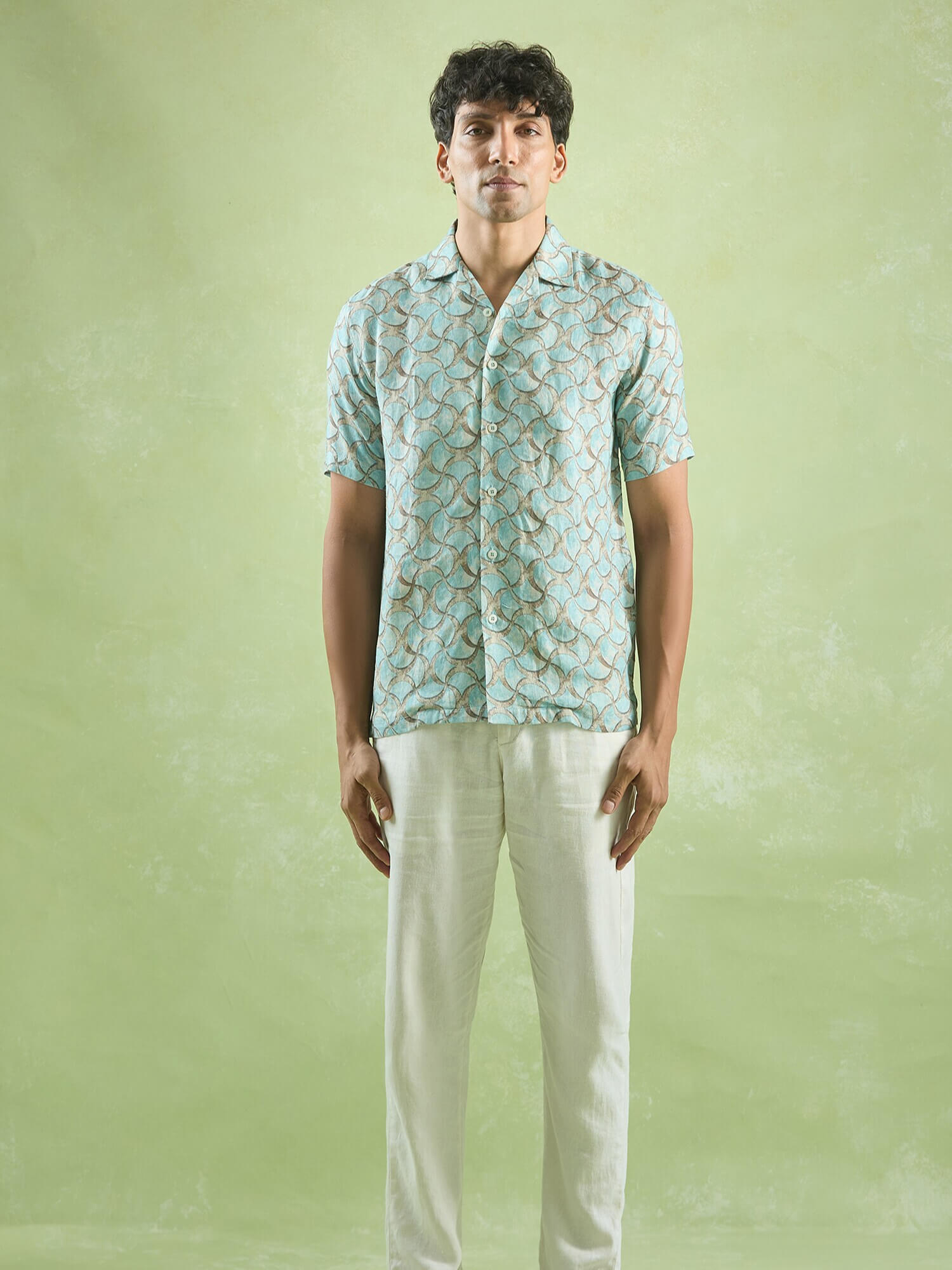 Opal Waves 100% Pure Linen Cuban