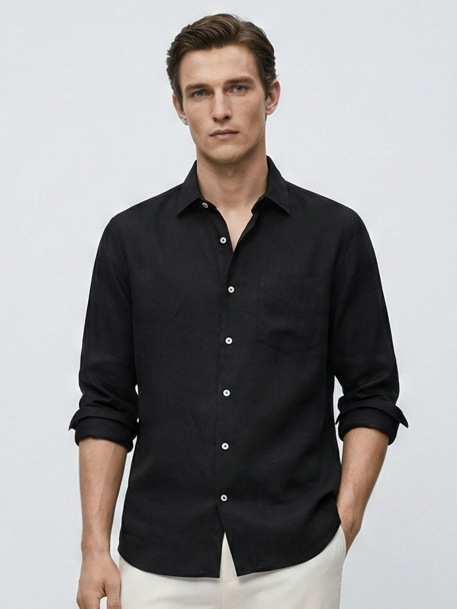 Black 100% Pure Linen Classic