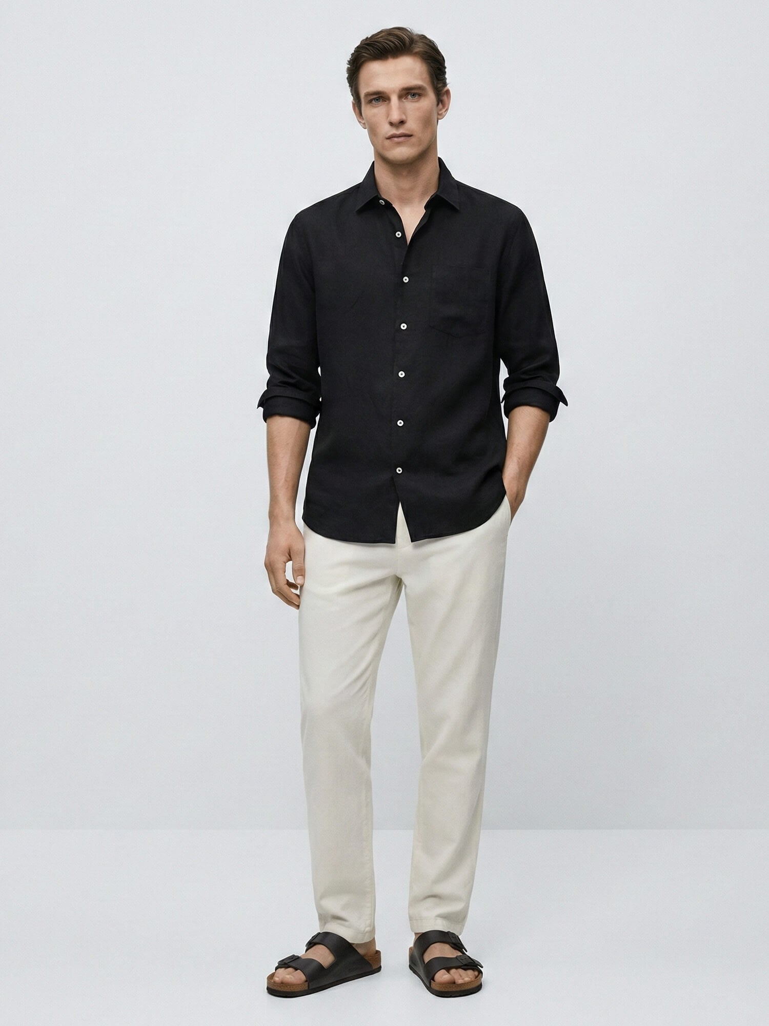 Black 100% Pure Linen Classic