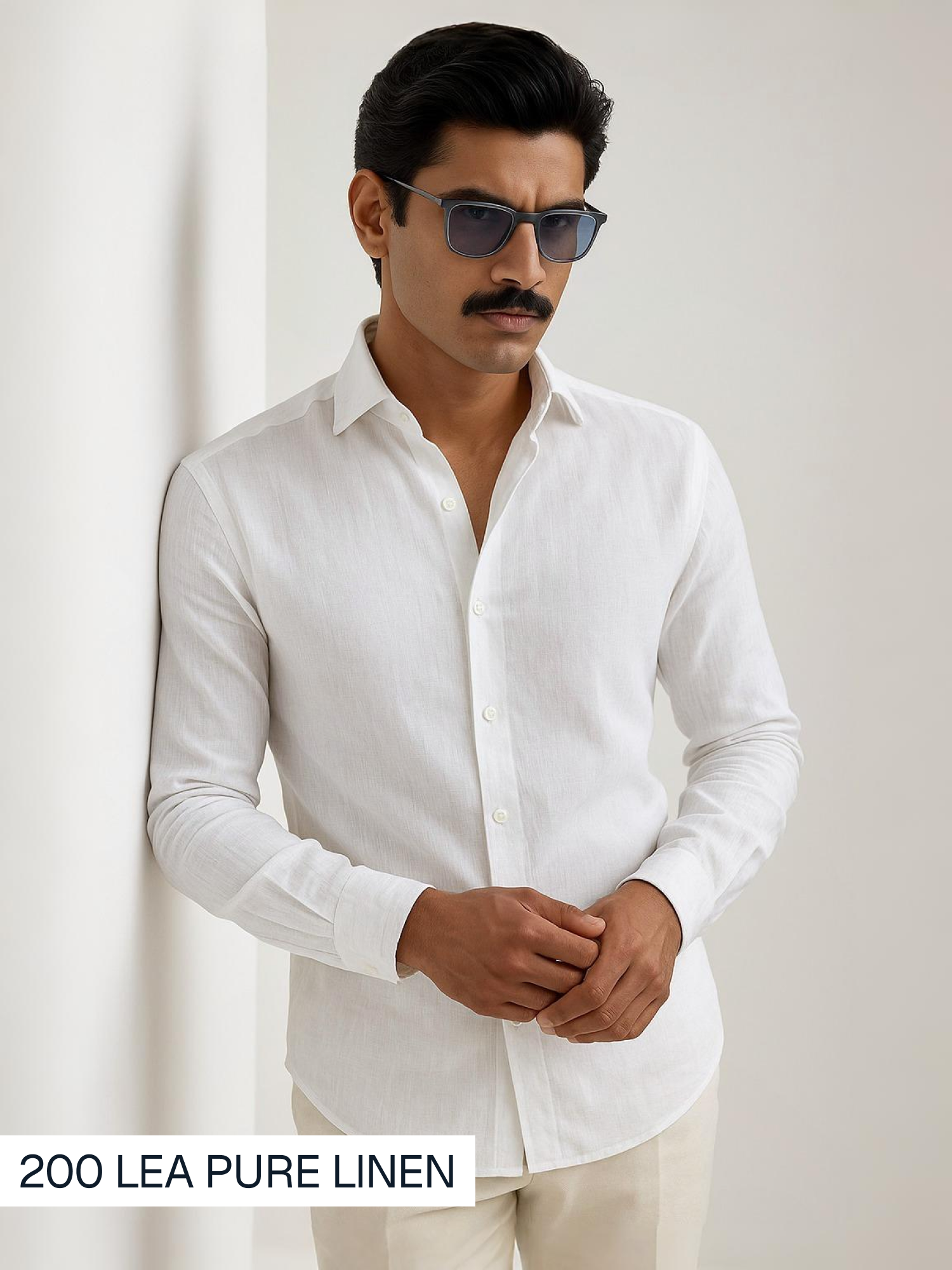 Epitome | 200 Lea Pure Linen Full Sleeve White Shirt [Custom Made]