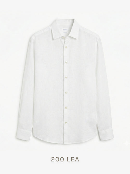 Epitome | 200 Lea Pure Linen Full Sleeve White Shirt [Custom Made]