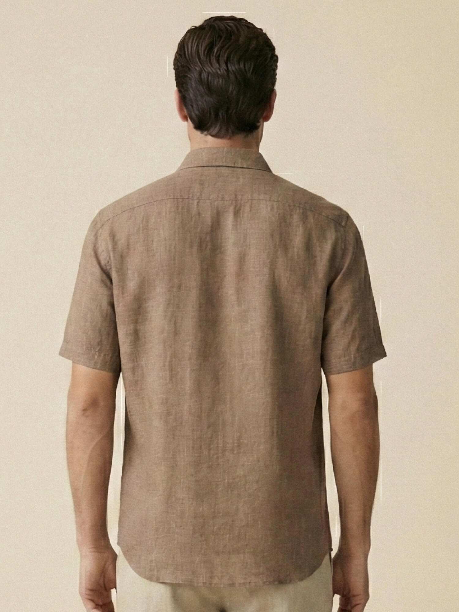 Earth Brown 100% Pure Linen Half Sleeve