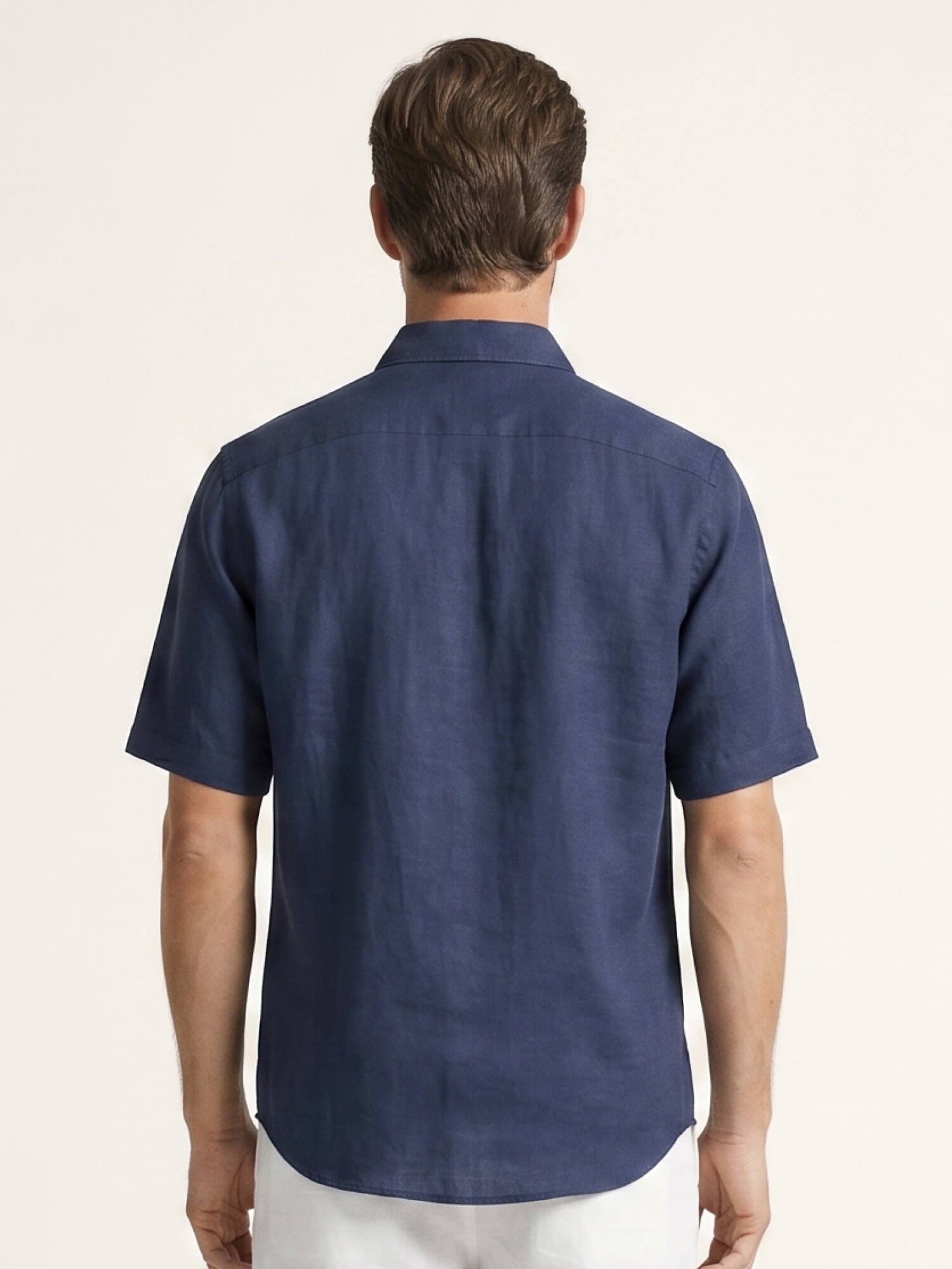 Navy 100% Pure Linen Half Sleeve