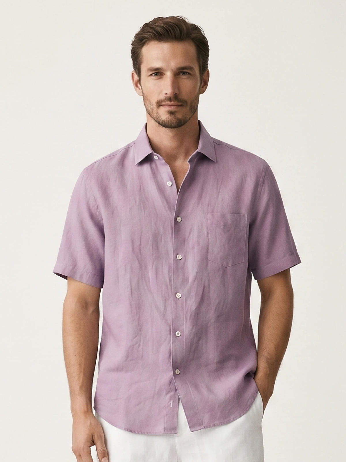 Lavender 100% Pure Linen Half Sleeve