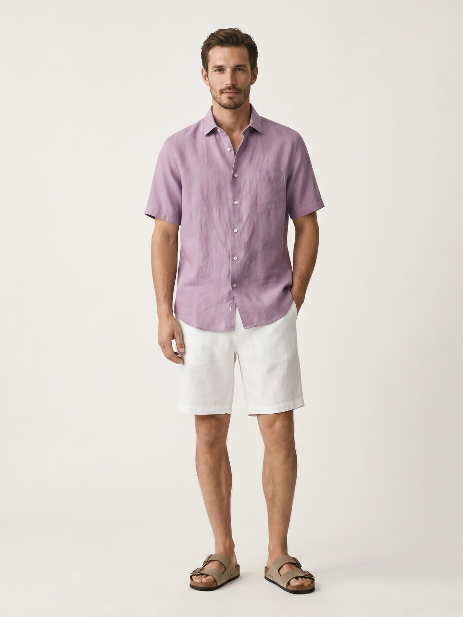 Lavender 100% Pure Linen Half Sleeve