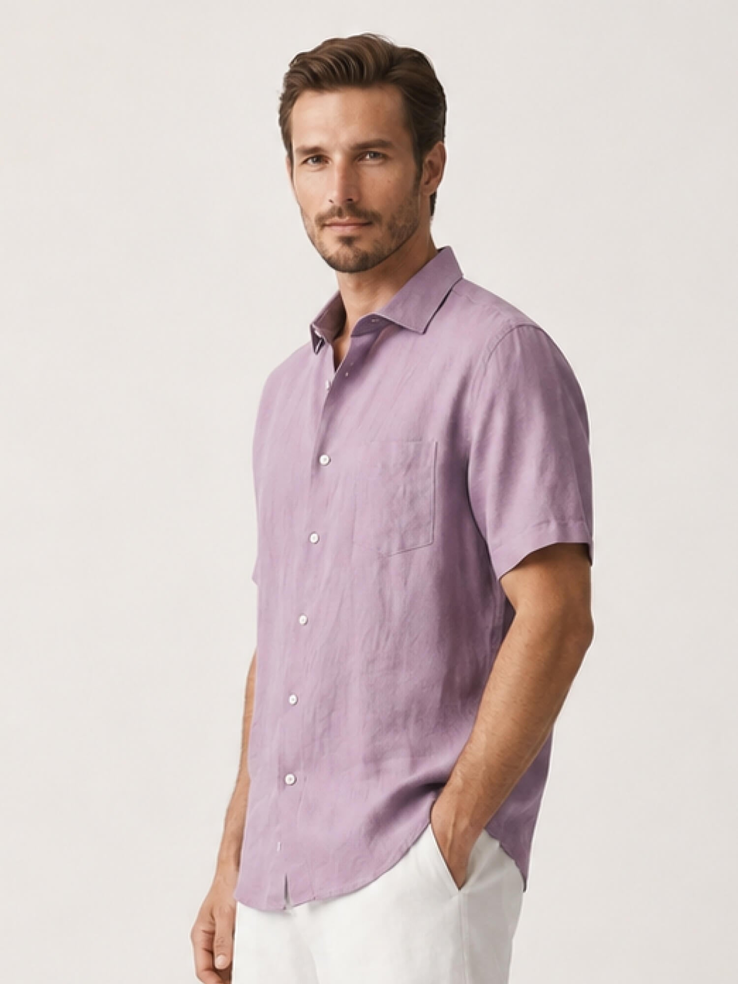 Lavender 100% Pure Linen Half Sleeve
